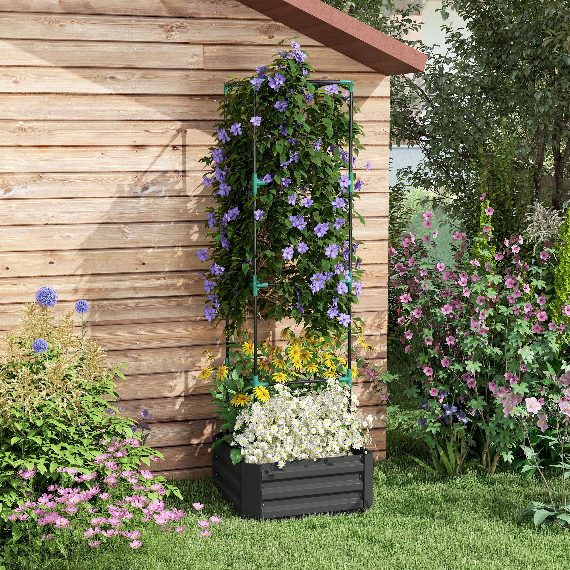 【BEAT GARDEN】 Outsunny Galvanised Planter Box, 24