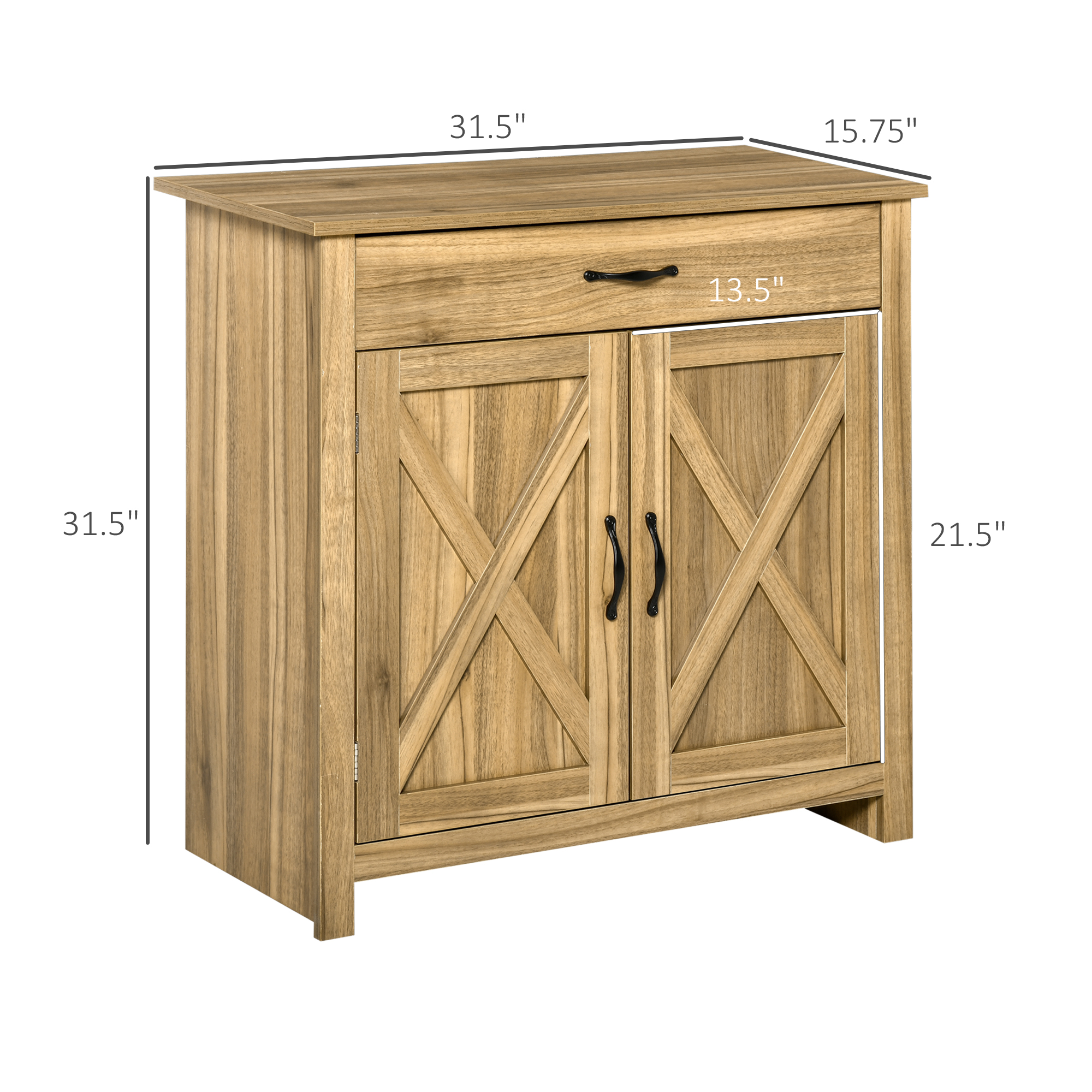 HOMCOM Farmhouse Buffet Cabinet Barn Door Style Sideboard for Kitchen Living Room Entryway Natural Wood Effect | Aosom.com 1