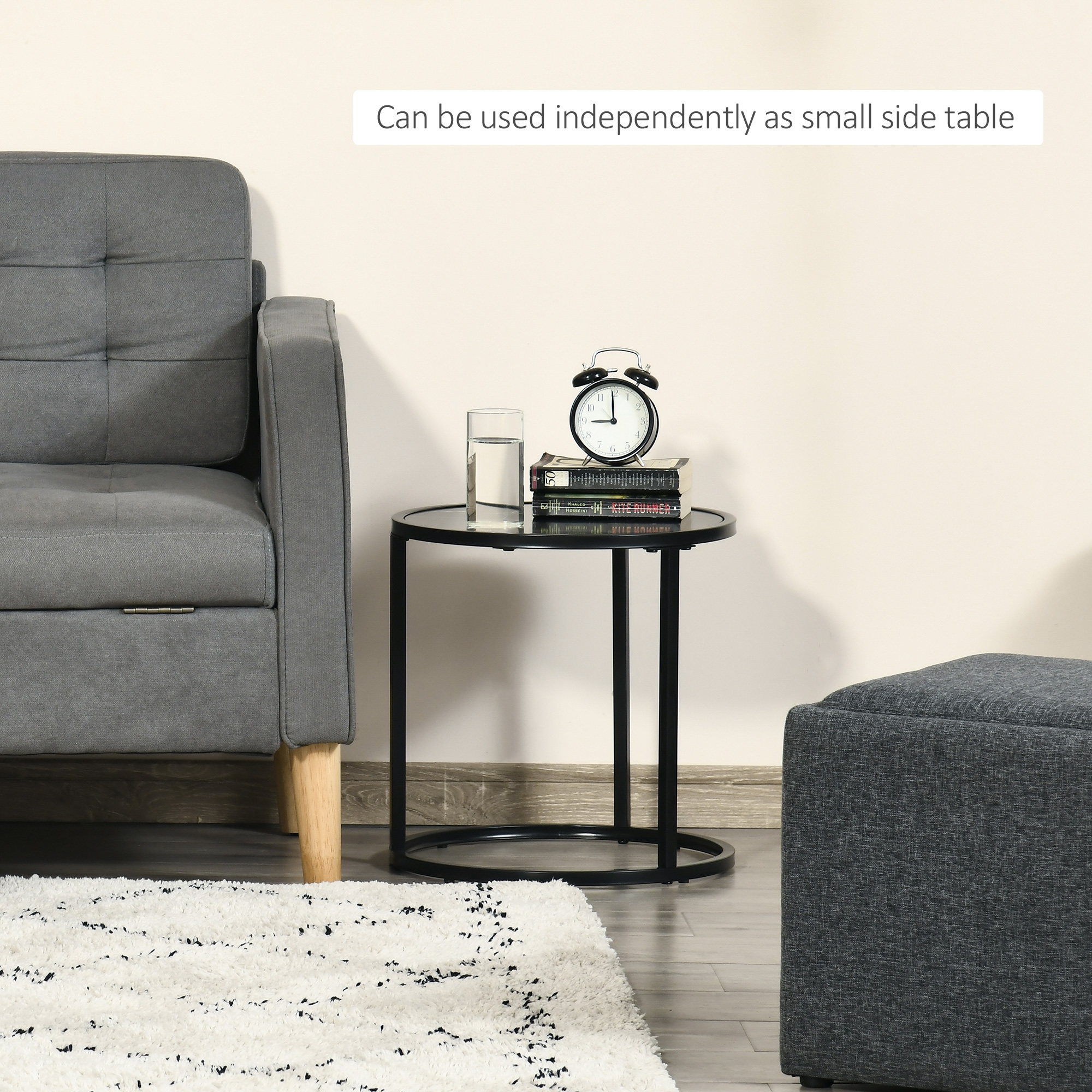 HOMCOM Round Nesting Coffee Table Set of 2, Stacking Modern Accent ...