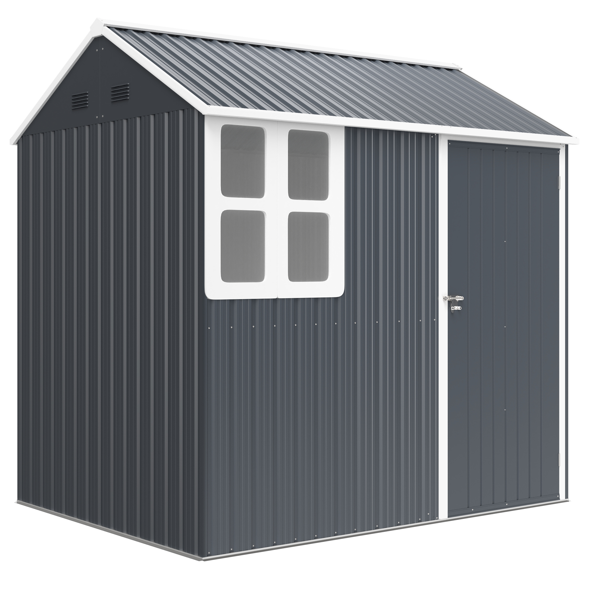 ☆THE GARAGE type27 Outsunny 7' x 5.5' Metal Garden Storage Shed, Outdoor Tool