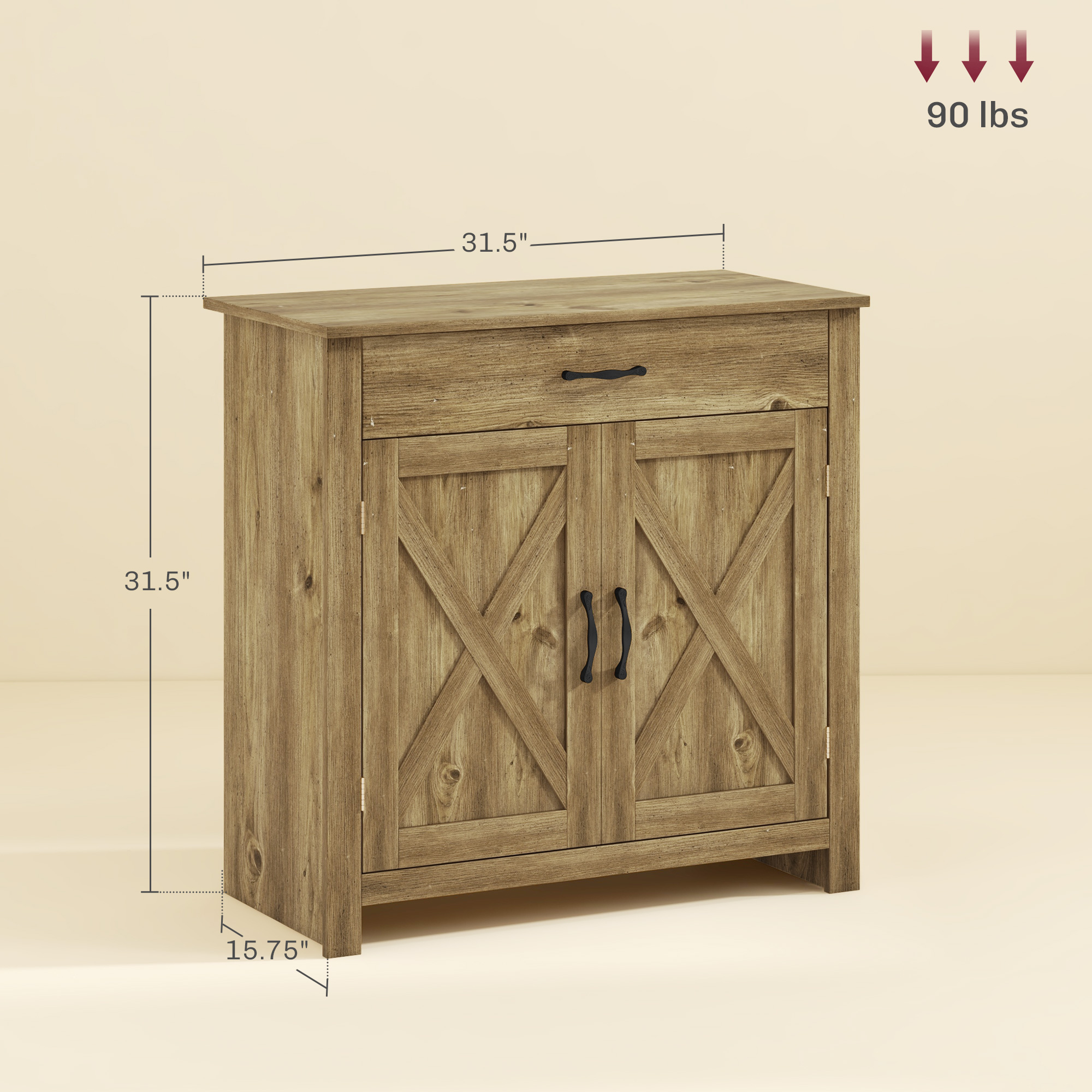 HOMCOM Farmhouse Sideboard, Kitchen Buffet Cabinet with Barn Doors, Drawer, Adjustable Shelf, Natural Wood | Aosom.com 1