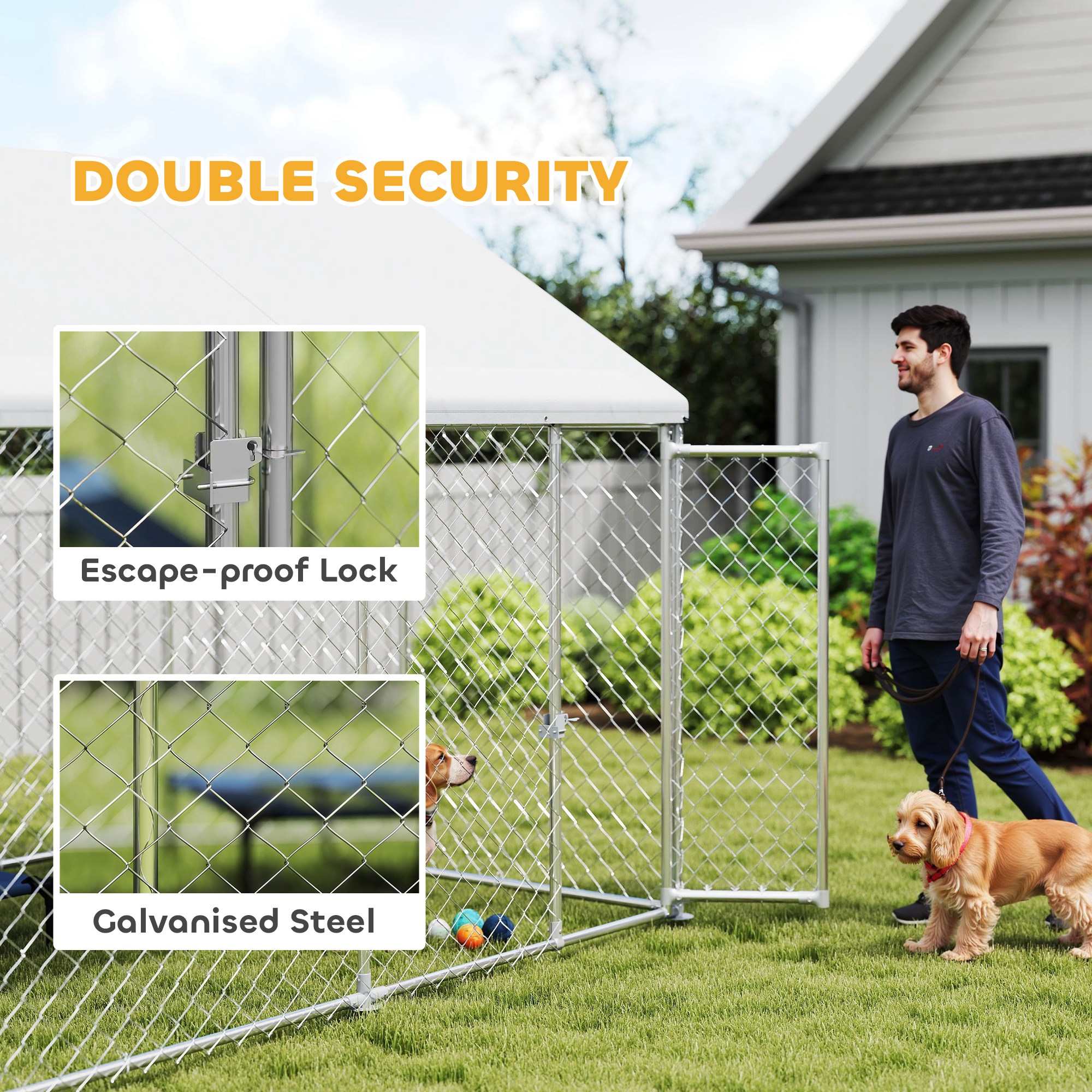 PawHut Heavy Duty Galvanized Steel Outdoor Dog Kennel with
