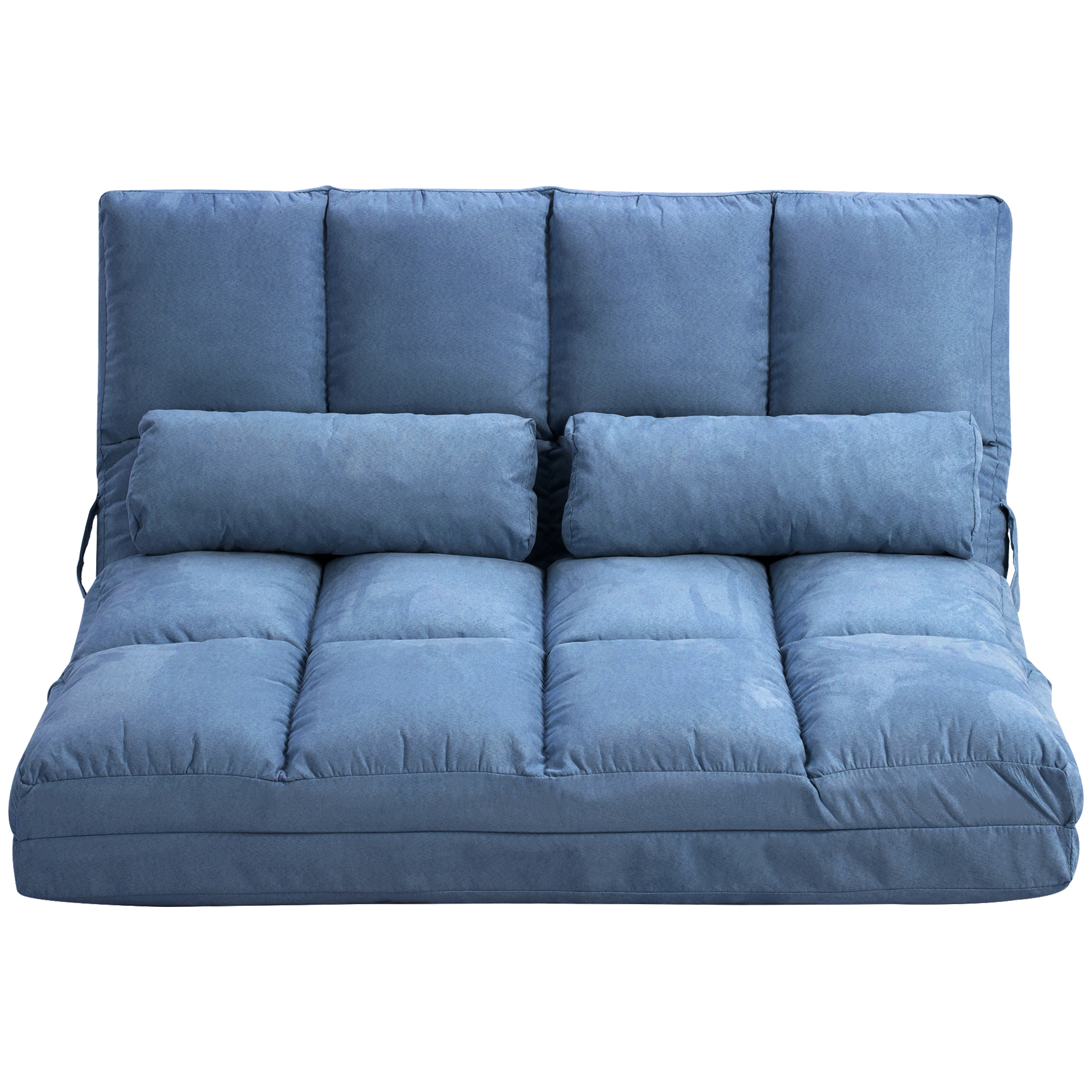 HOMCOM Folding Floor Sofa Chair Blue Convertible Recliner Adjustable Backrest Headrest | Aosom.com