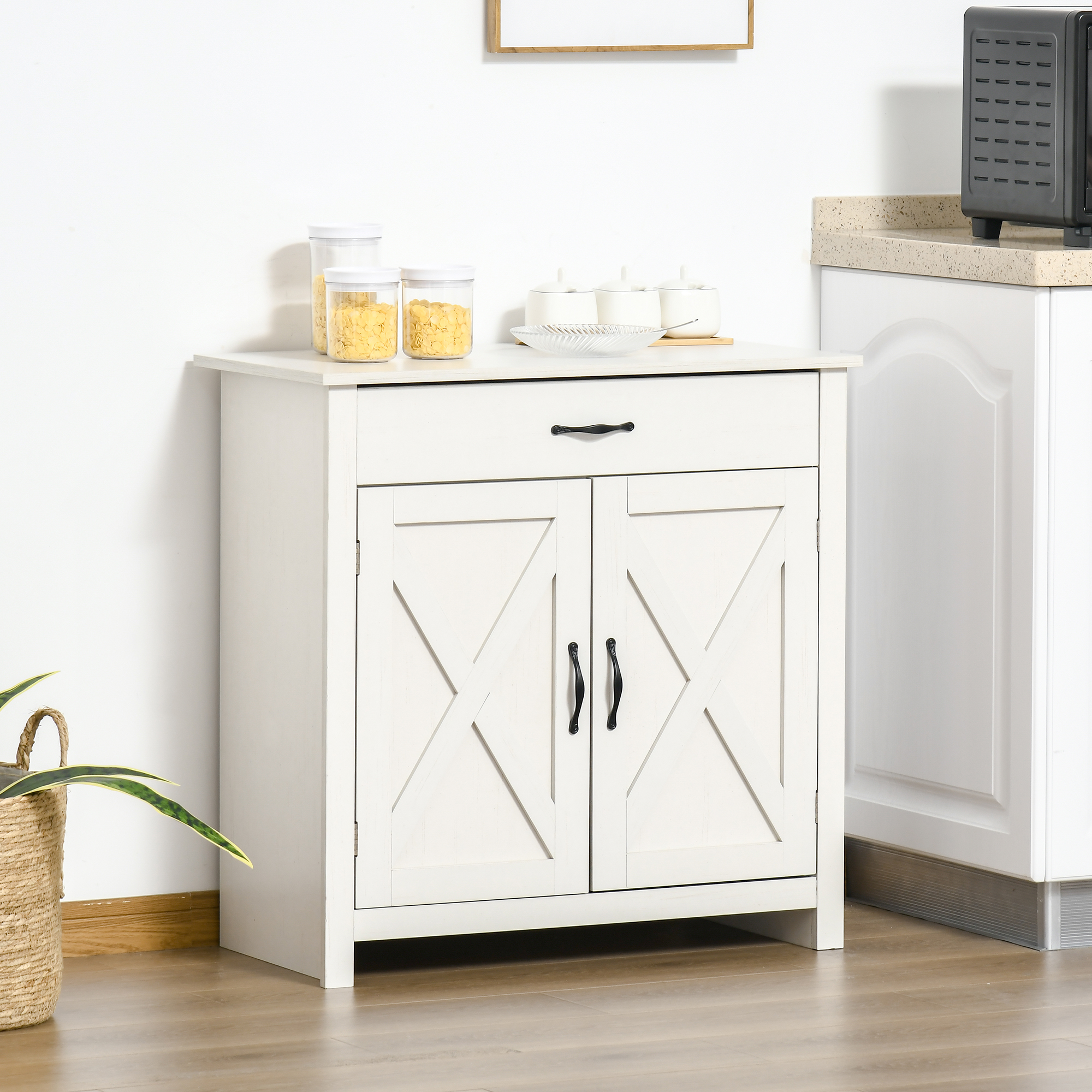 HOMCOM Narrow Shoe Storage Cabinet, Rattan Shoe Cabinet with