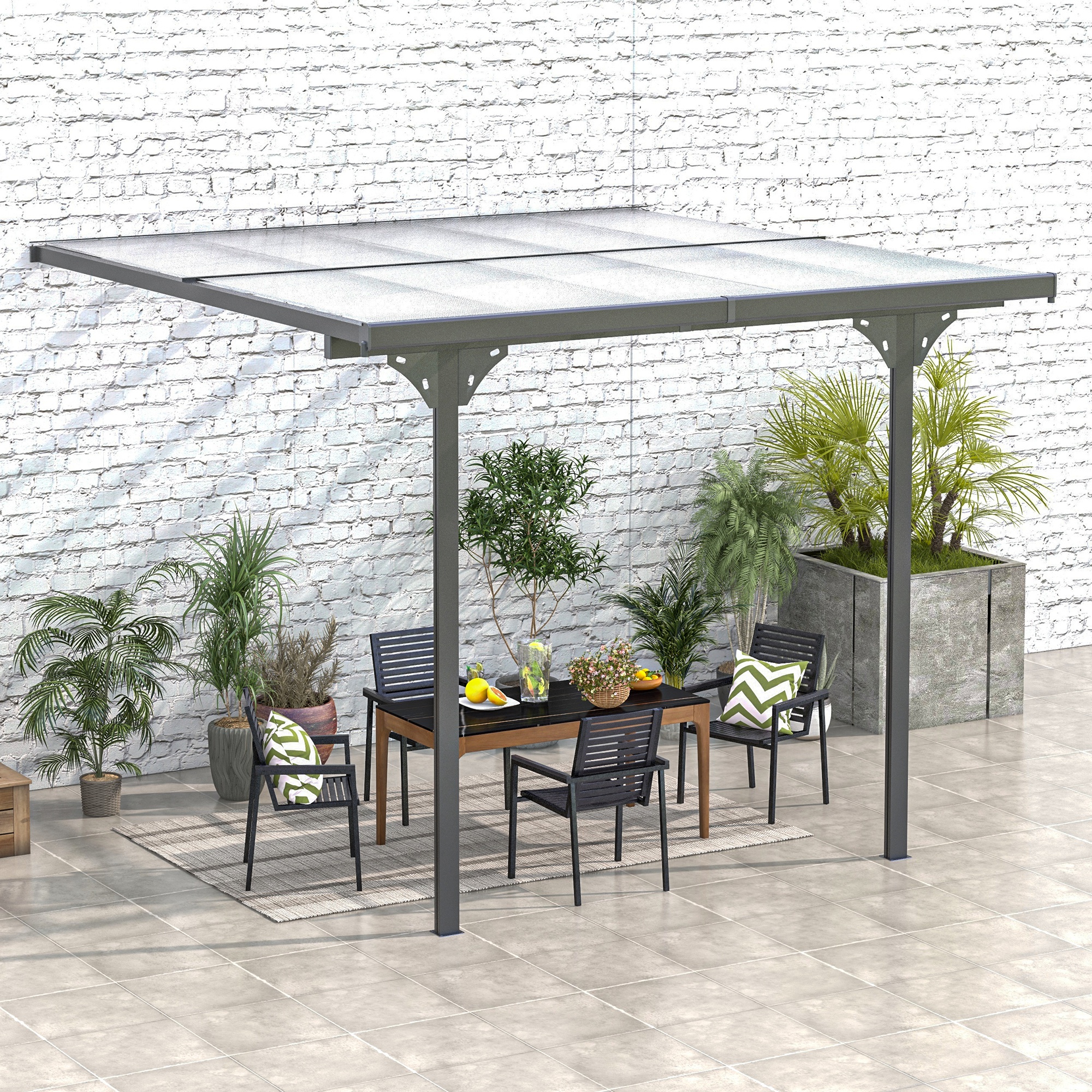 Outsunny 10'x10' Aluminum Pergola with Adjustable Height UV Protection Polycarbonate Roof Garden Backyard Grey Aosom Canada