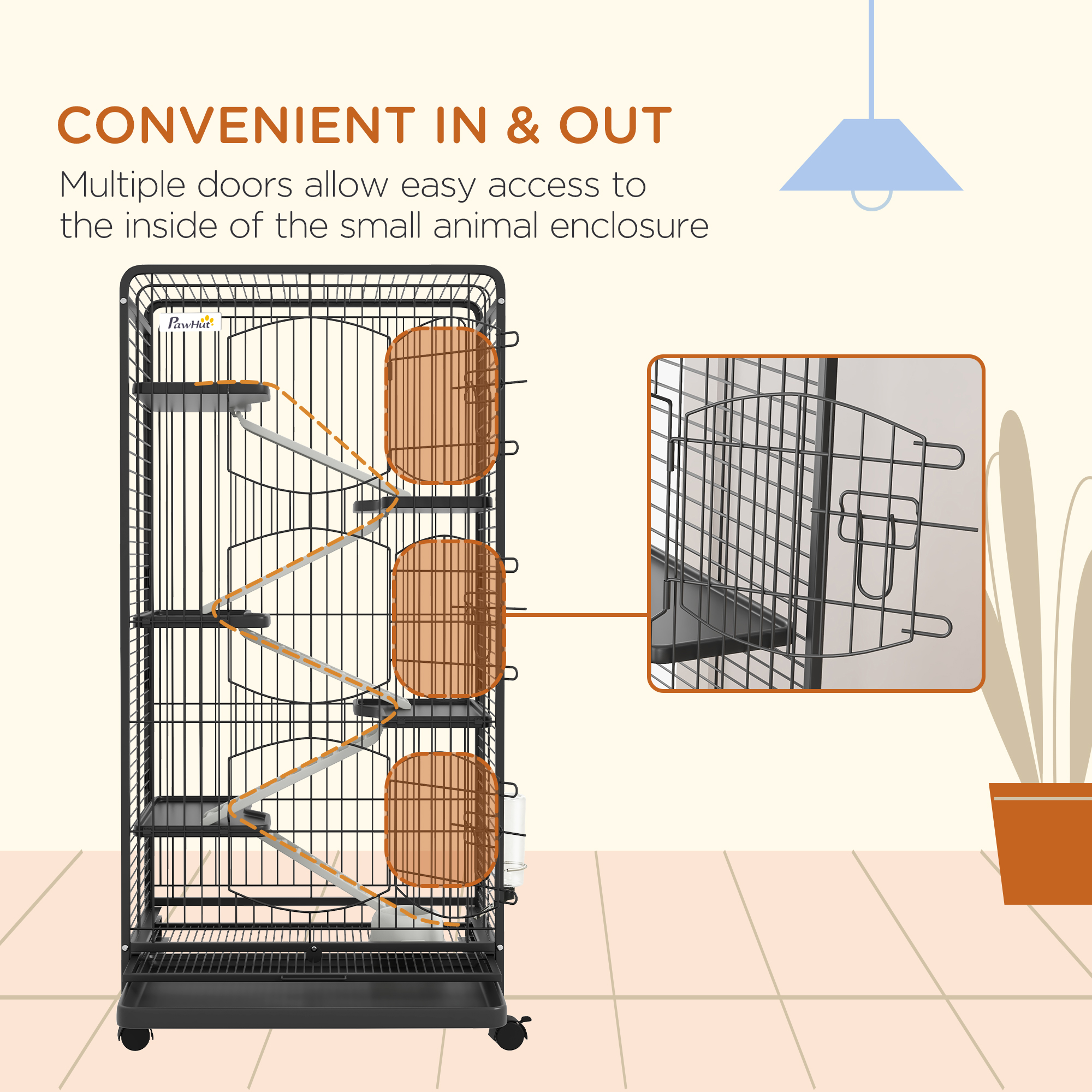 PawHut 6-Tier Small Animal Cage Pet Playpen for Rabbit
