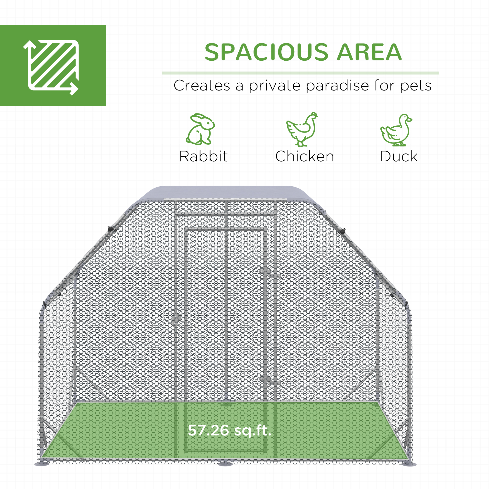 coops PawHut Metal Chicken Coop for 15-18 Chickens, Walk In