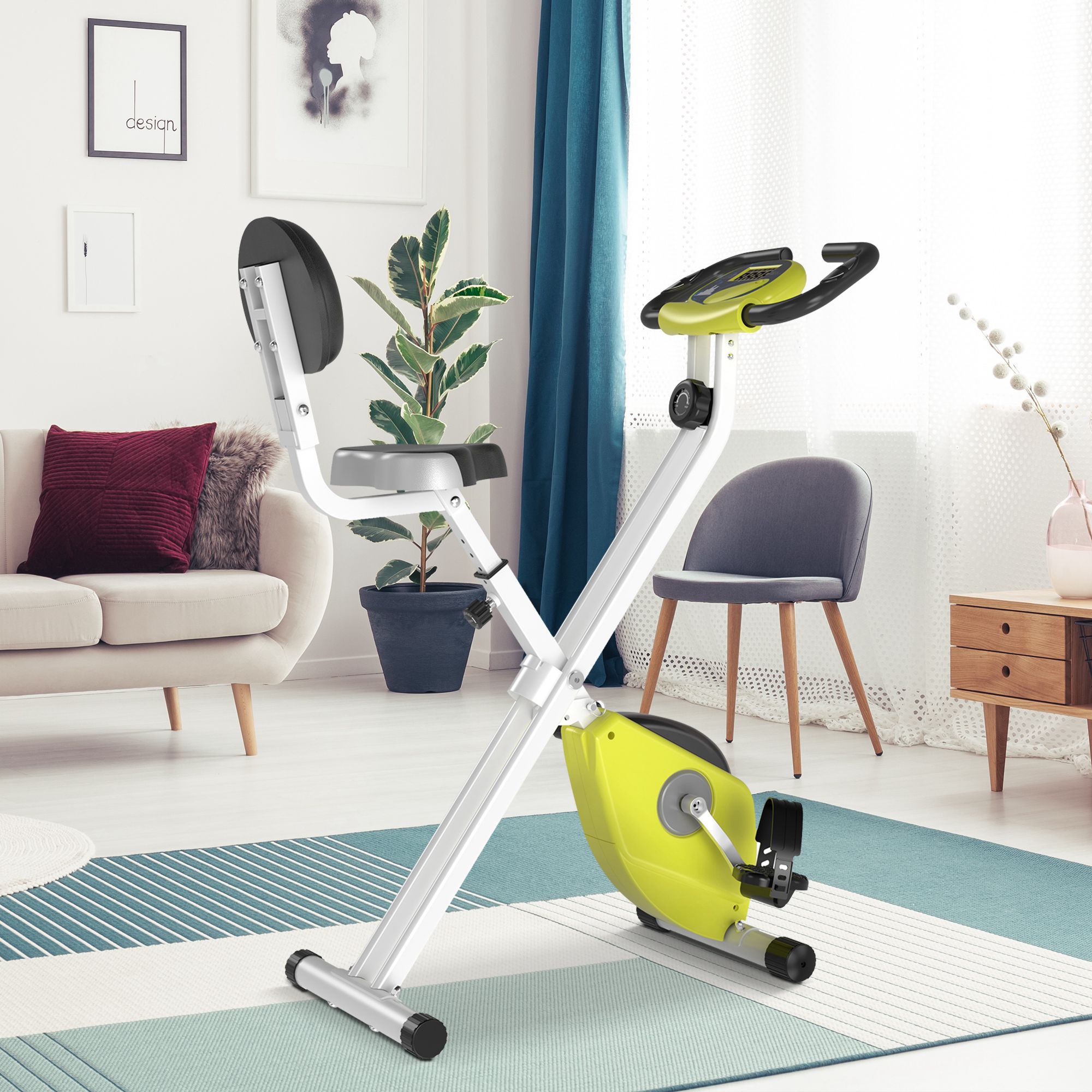 Soozier Foldable Upright Training Exercise Bike Indoor Stationary
