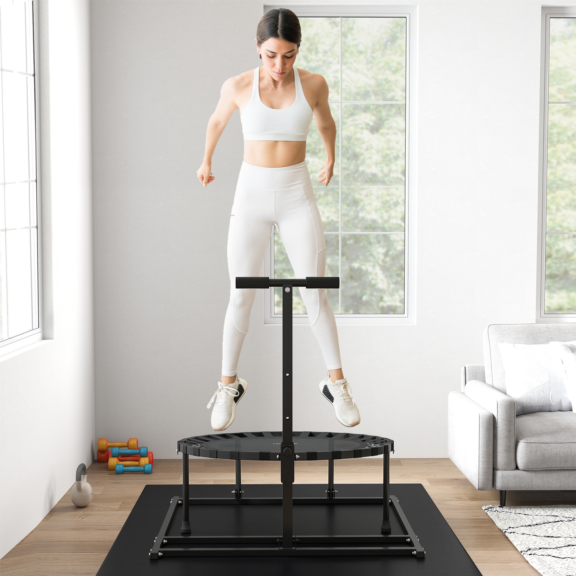 Soozier 2-in-1 38" Volleyball Rebounder Trampoline For Adults - 8-Angle Adjustable Baseball Soccer Rebounder Net With Handlebar For Indoor & Outdoor Training