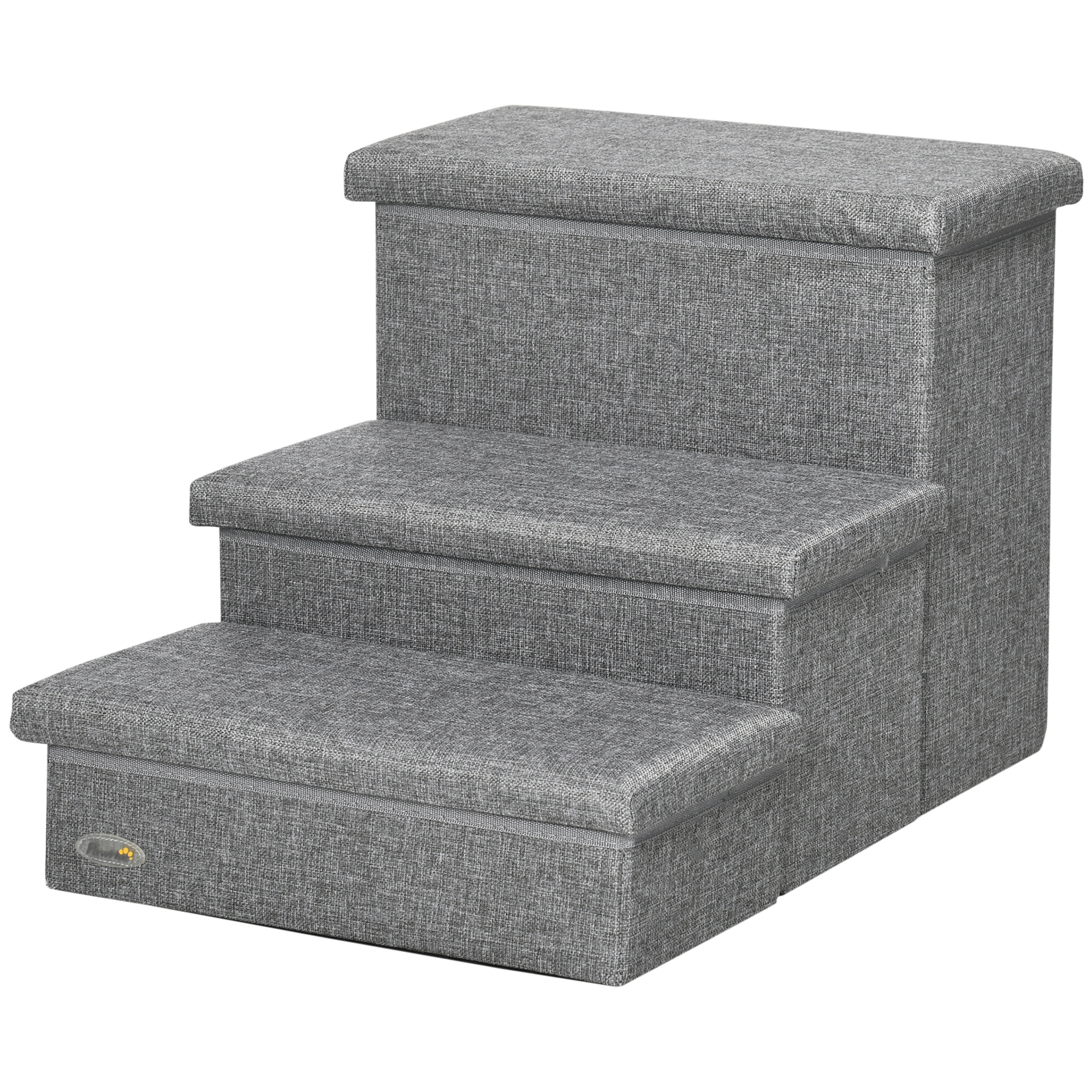 PawHut 3-Steps Pet Stairs with Storage, Dog Steps for Couch, Bed