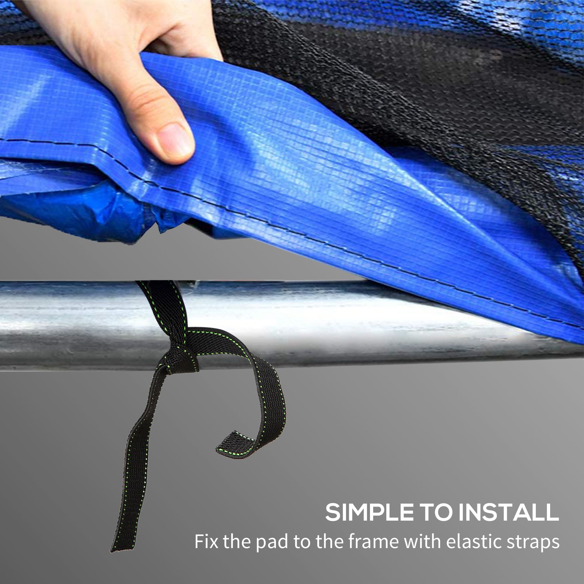 Soozier 12FT Trampoline Pad, Trampoline Replacement Safety Pad, Tear-Resistant, All-Weather Trampoline Accessories, No Holes for Poles, Blue 3