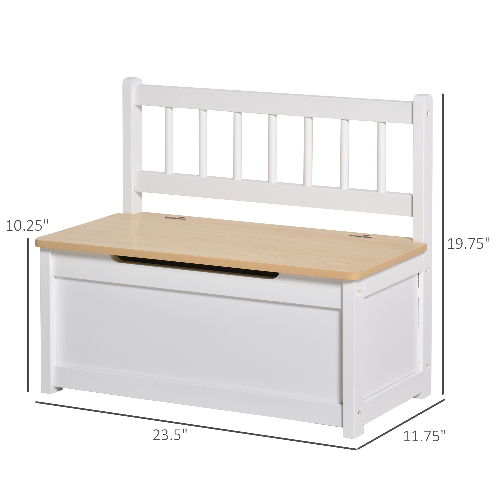 HOMCOM Wooden Toy Storage Box, Kids Organizer with Bench Seat, Safety Pneumatic Rod, Versatile Toy Chest for Playroom, White| Aosom.com 1