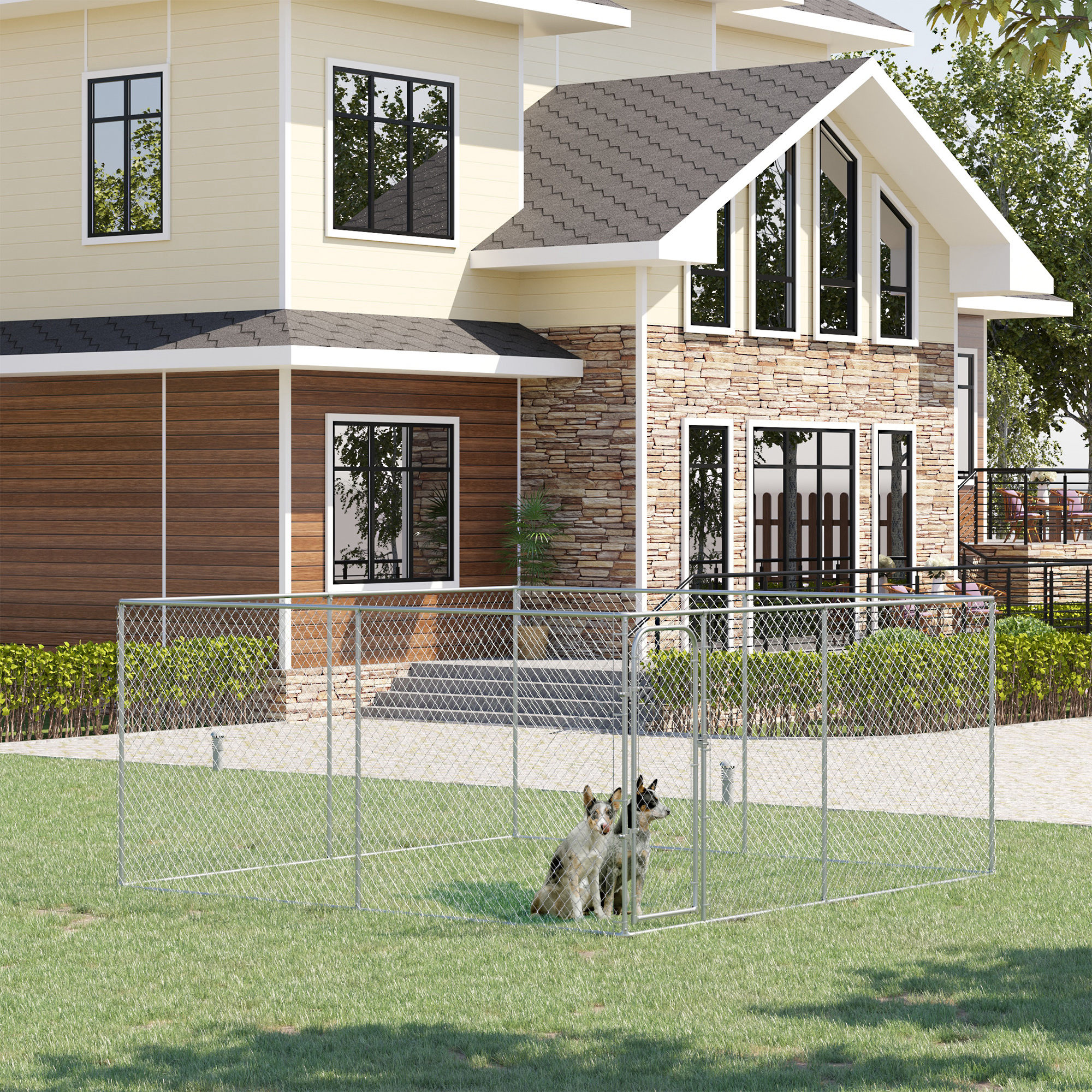 PawHut Large Outdoor Dog Playpen - 172.2 Sq. Ft. with Galvanized Steel Frame for Small & Medium Dogs, 13' L x 13' W x 5.9' H Aosom Canada