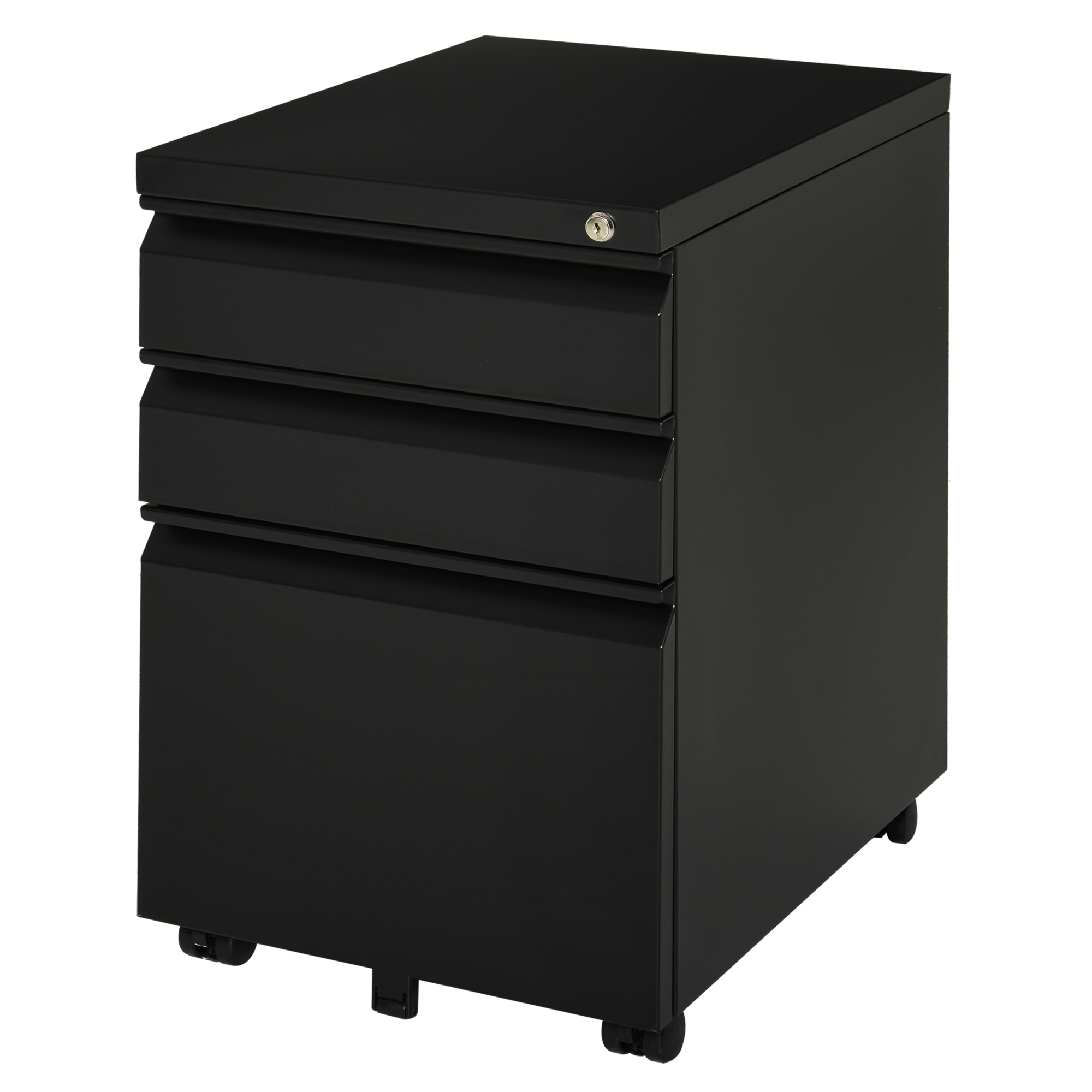 Lockable Workspace Organizer Organizer Unit on Castors for Legal, 3 Organizer Drawer Document Organizer Unit, Letter, A4 Files, Black 1