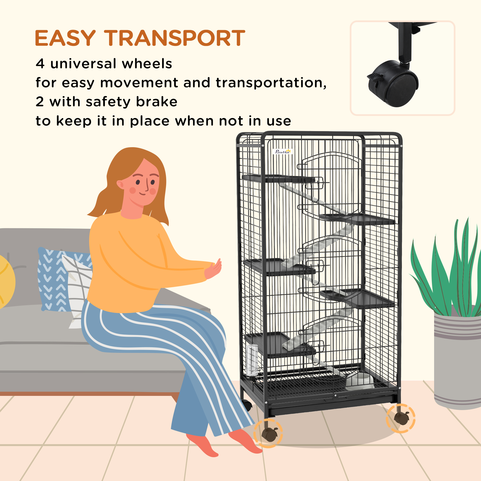 PawHut 6-Tier Small Animal Cage Pet Playpen for Rabbit