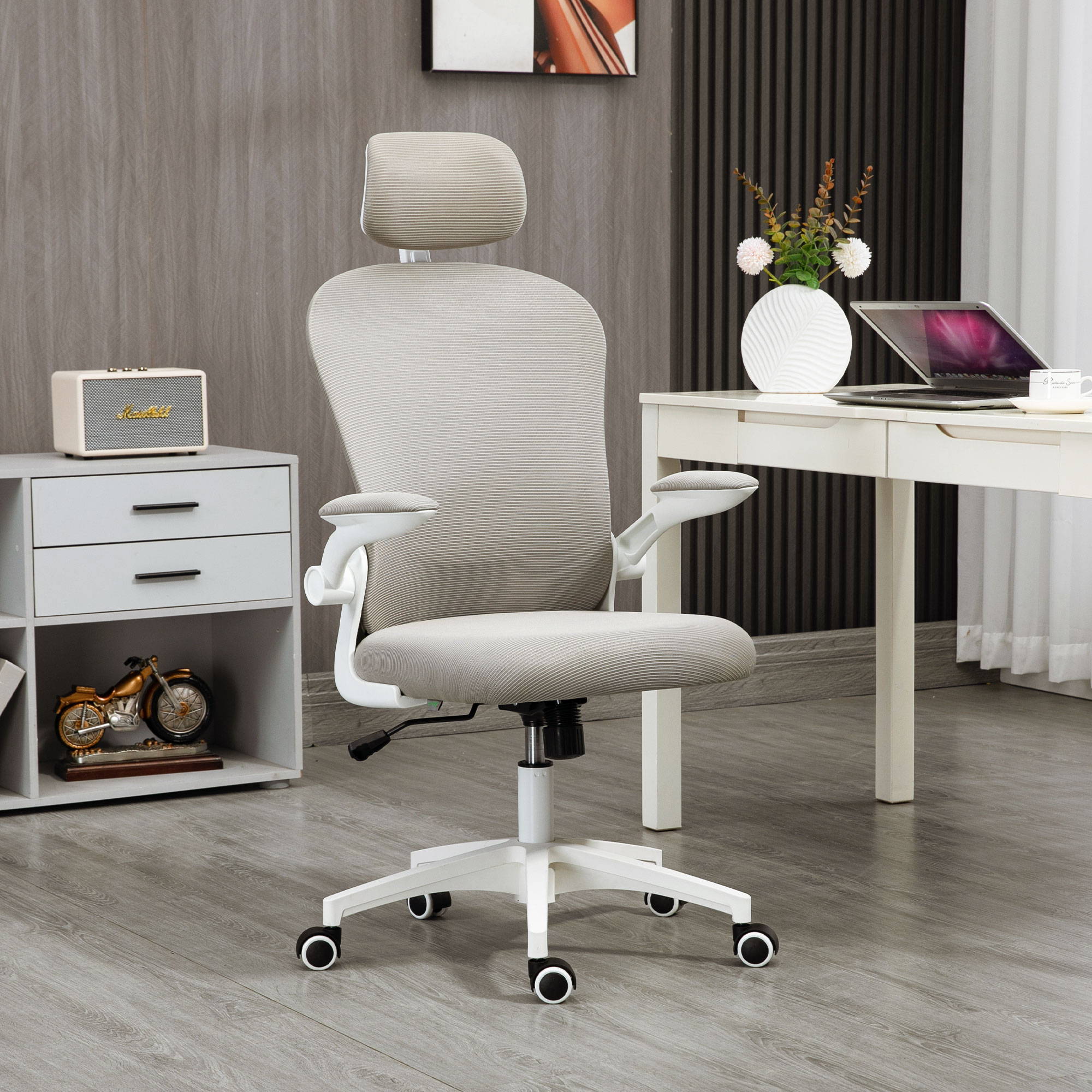 Vinsetto Ergonomic Office Chair, 4D Lumbar Support, Flip-up Arm