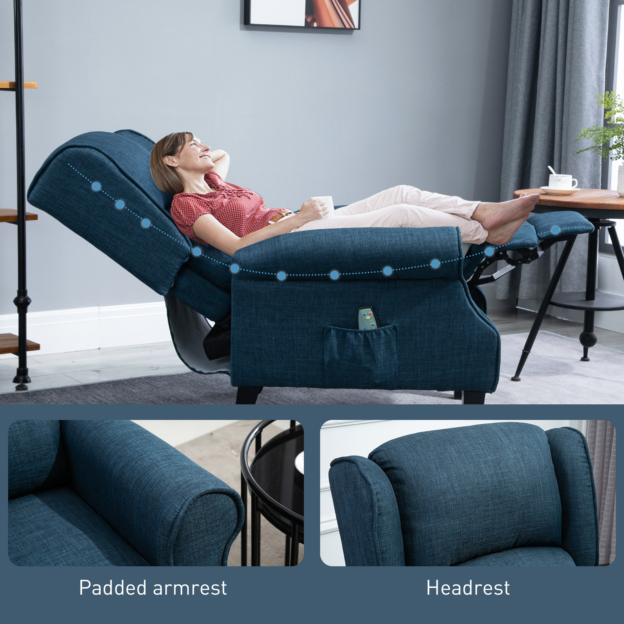 HOMCOM Wingback Heated Vibrating Accent Sofa Vintage