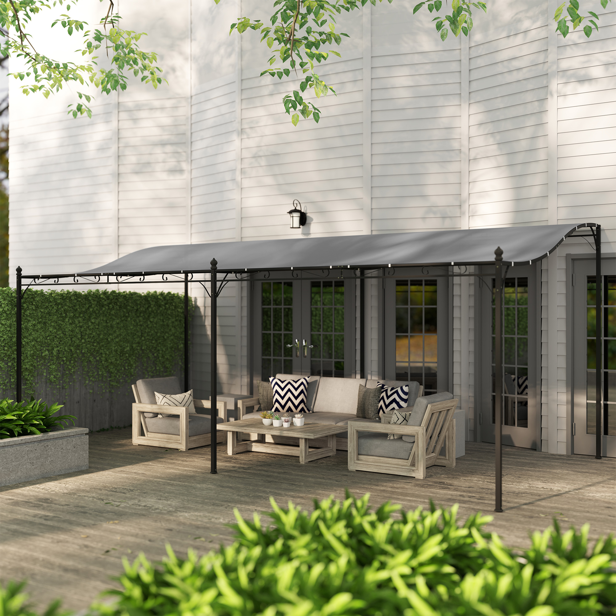 Outsunny 10' x 20' Outdoor Pergola Canopy, Metal Patio Canopy with ...