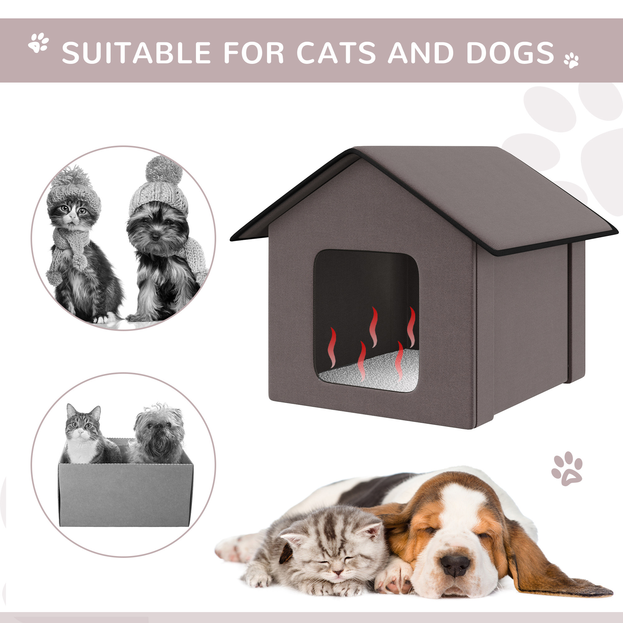 PawHut Heated Kitty House Indoor Pet Cat Animals Warm Shelter Bed