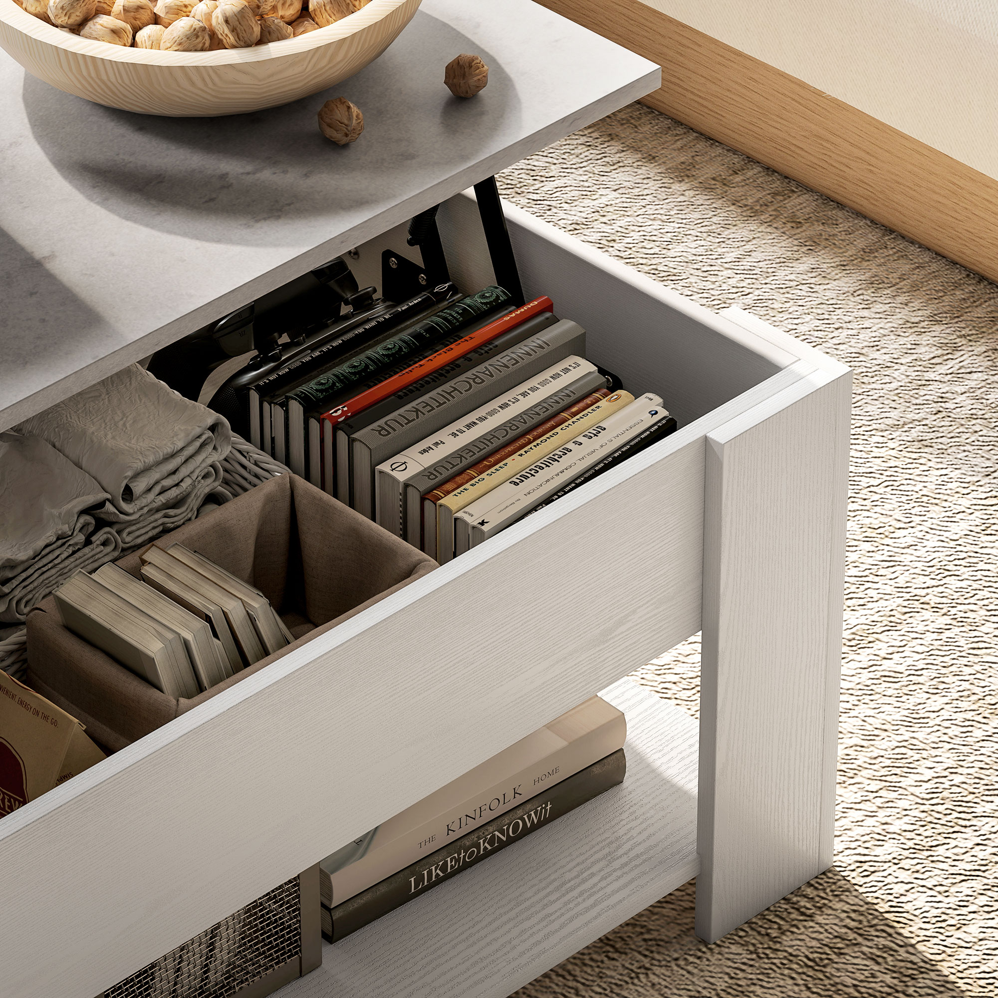 HOMCOM Lift Top Coffee Table with Hidden Storage Compartment and Open ...