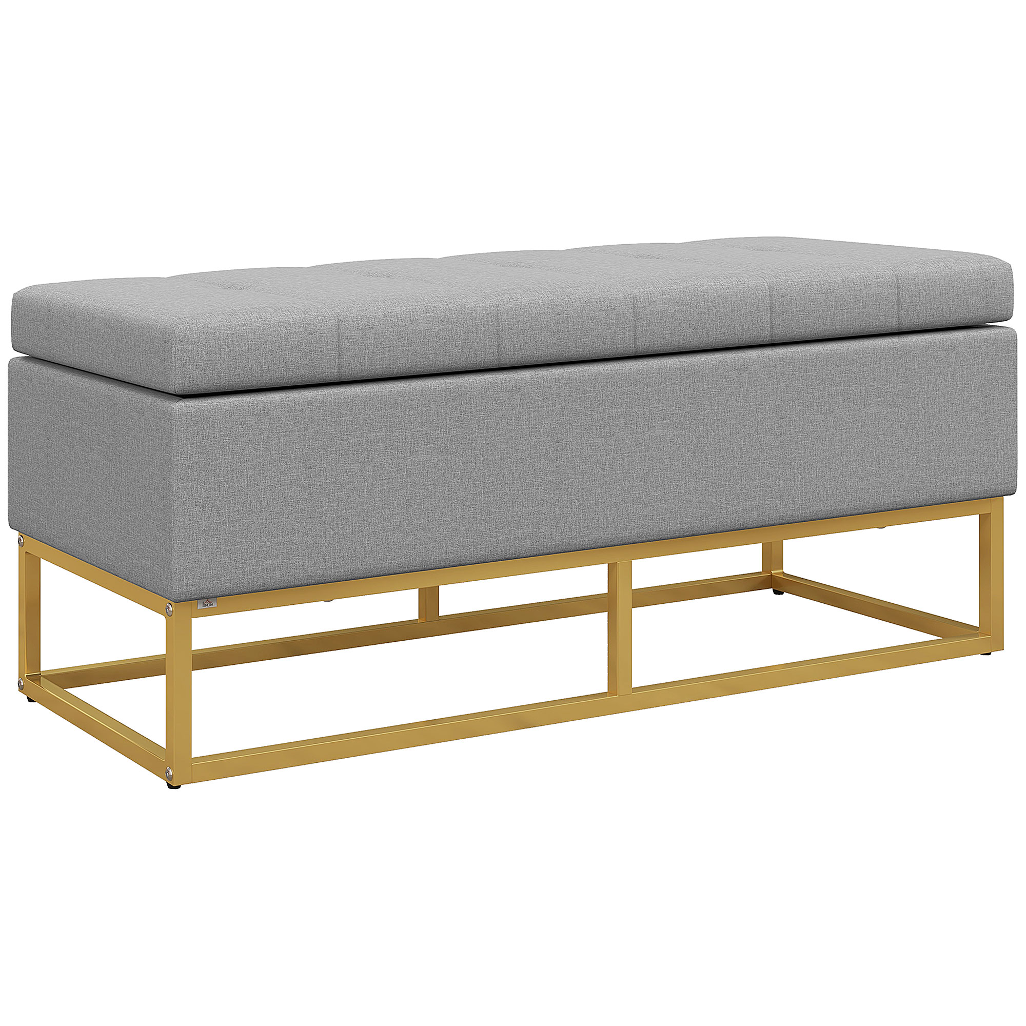 HOMCOM Flip Top Storage Ottoman, Upholstered Storage Bench