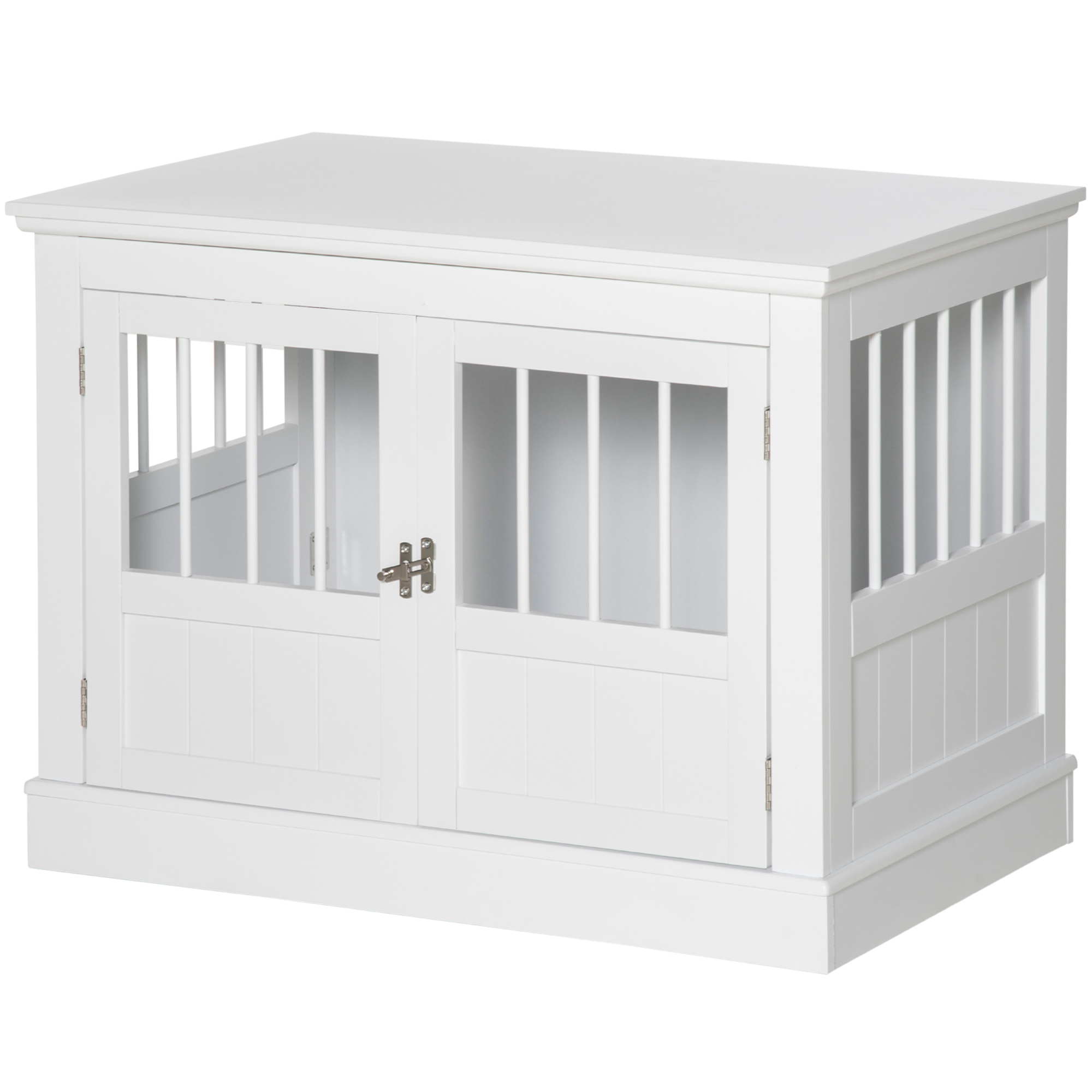 31" Canine Crate Furnishing End Surface with Three Doors for Compact Dogs, White 1
