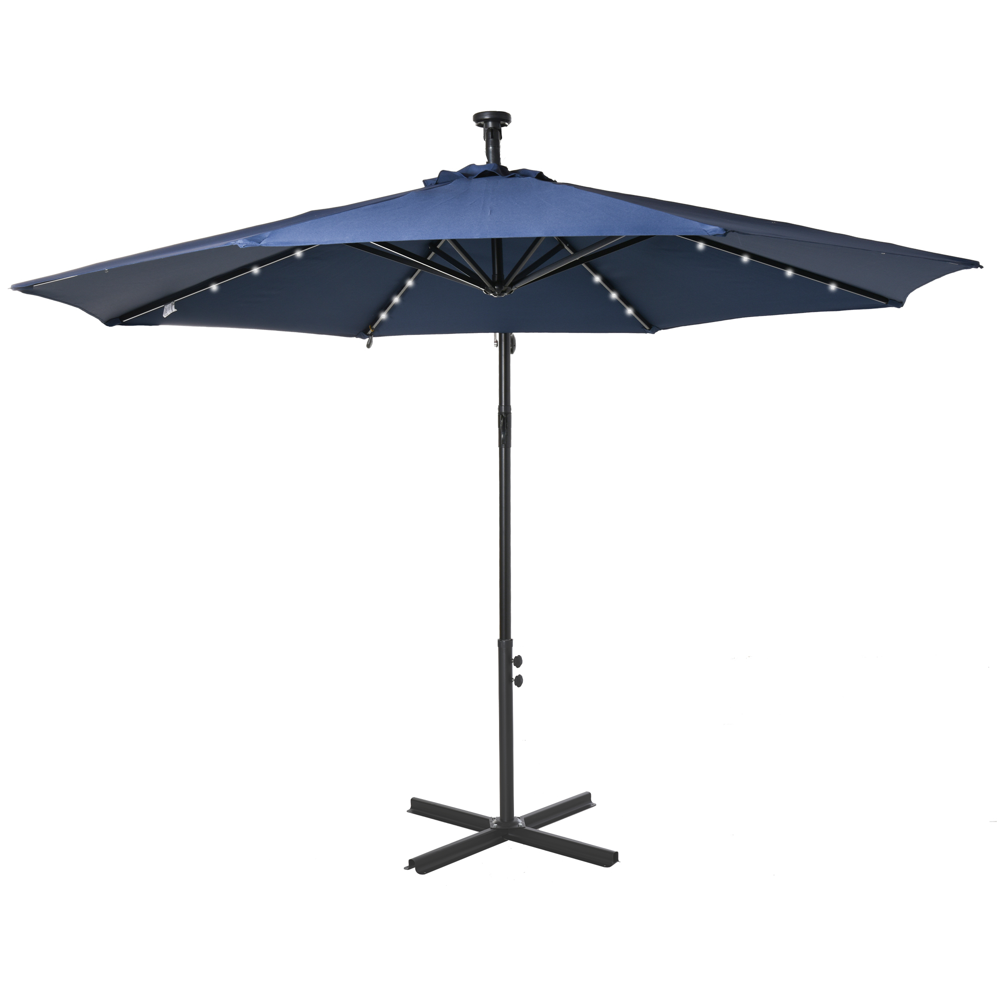 Outsunny 10ft Outdoor Cantilever Umbrella with Solar Lights