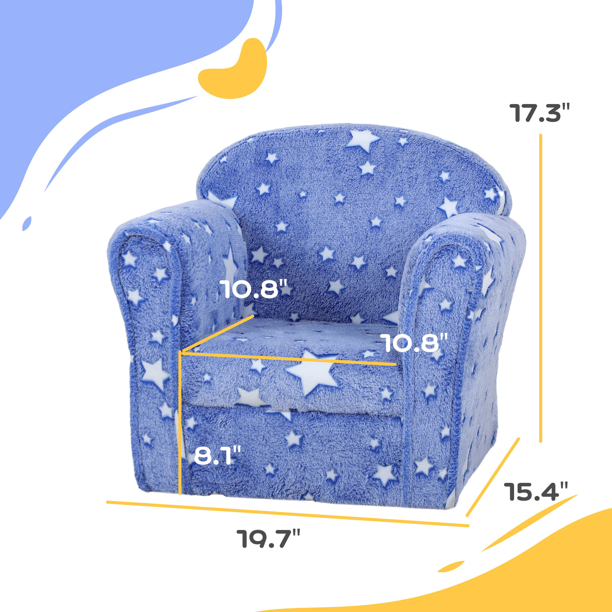 Qaba Kids Sofa with Glowing Star Design for 18-36 Months, Blue | Aosom.com 1
