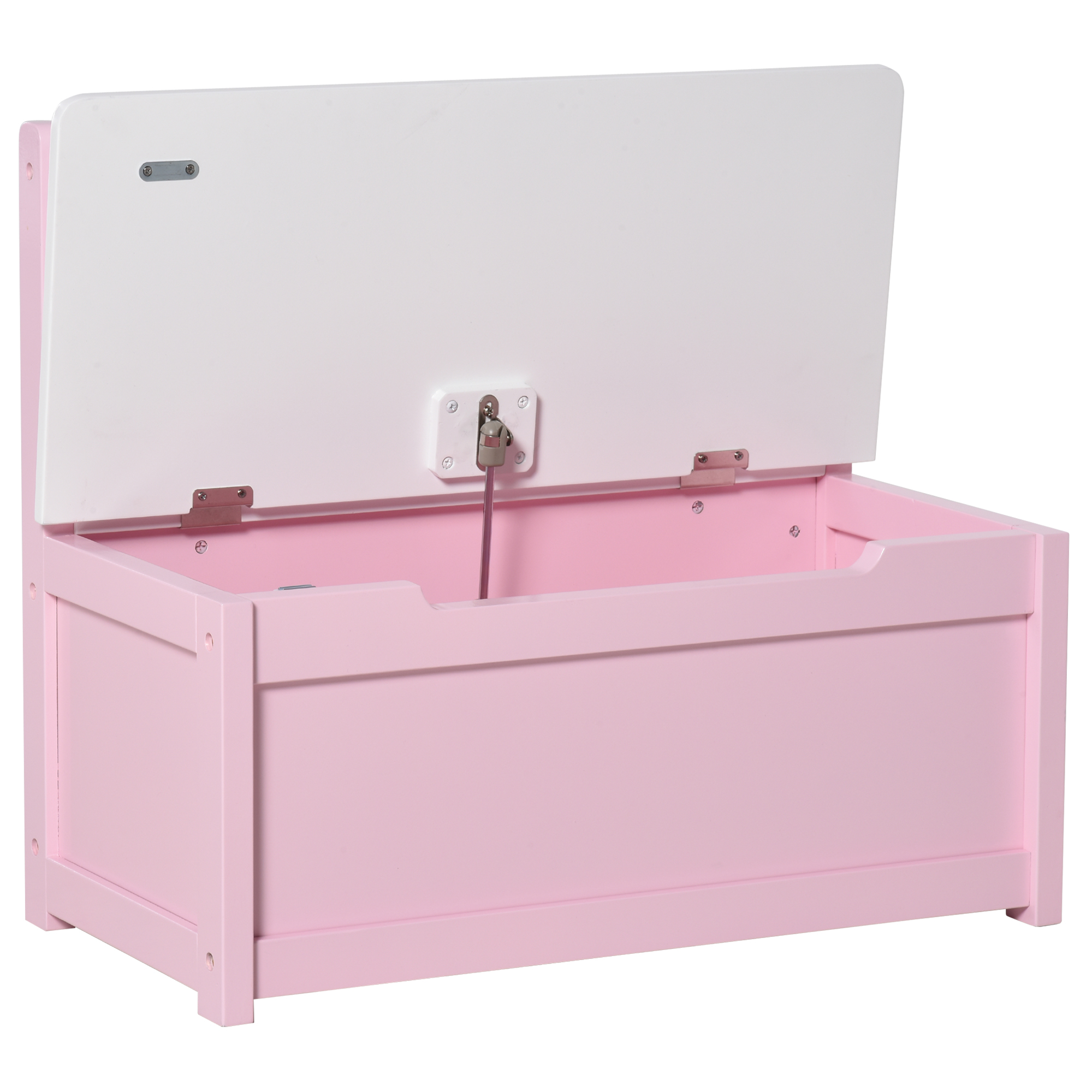 Qaba 2-in-1 Kids Storage Bench and Toy Box with Safety Pneumatic Rod, Space-Saving Wooden Seat Chest for Children's Room, Pink | Aosom.com 5