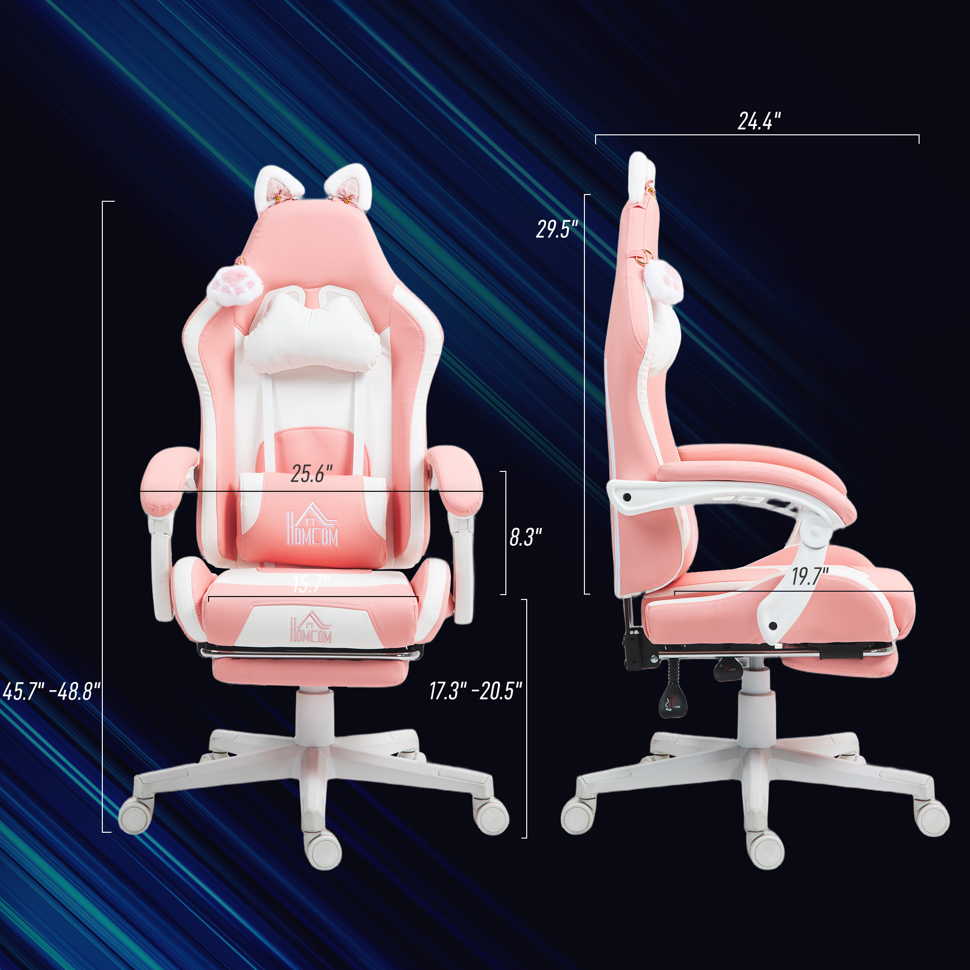 HOMCOM Cute Racing Gamer Chair, Faux Leather Gaming Chair