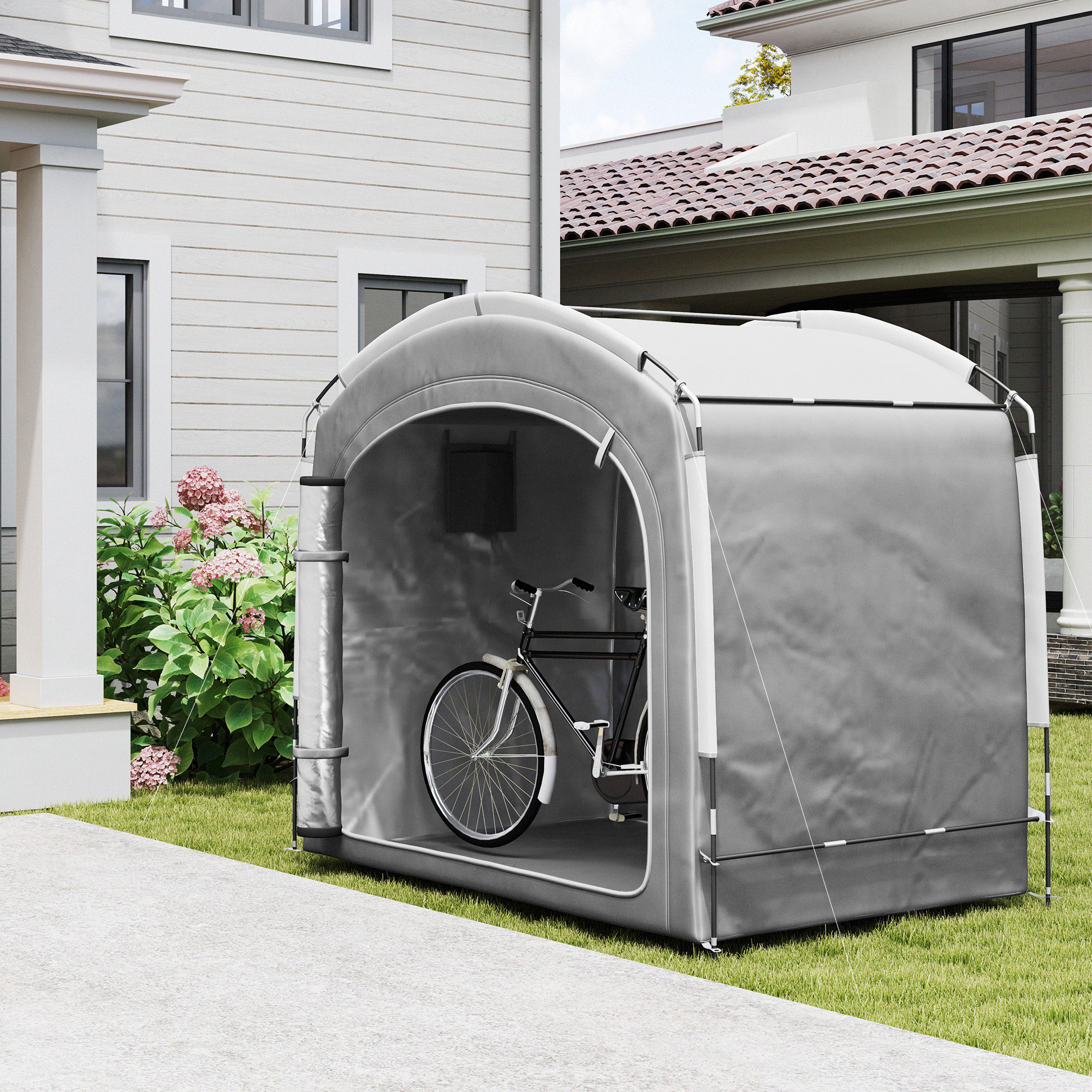 送料無料商品の通販 Outsunny Bike Storage Shed Tent, Portable and Waterproof ピンズ・ピンバッジ・缶バッジ