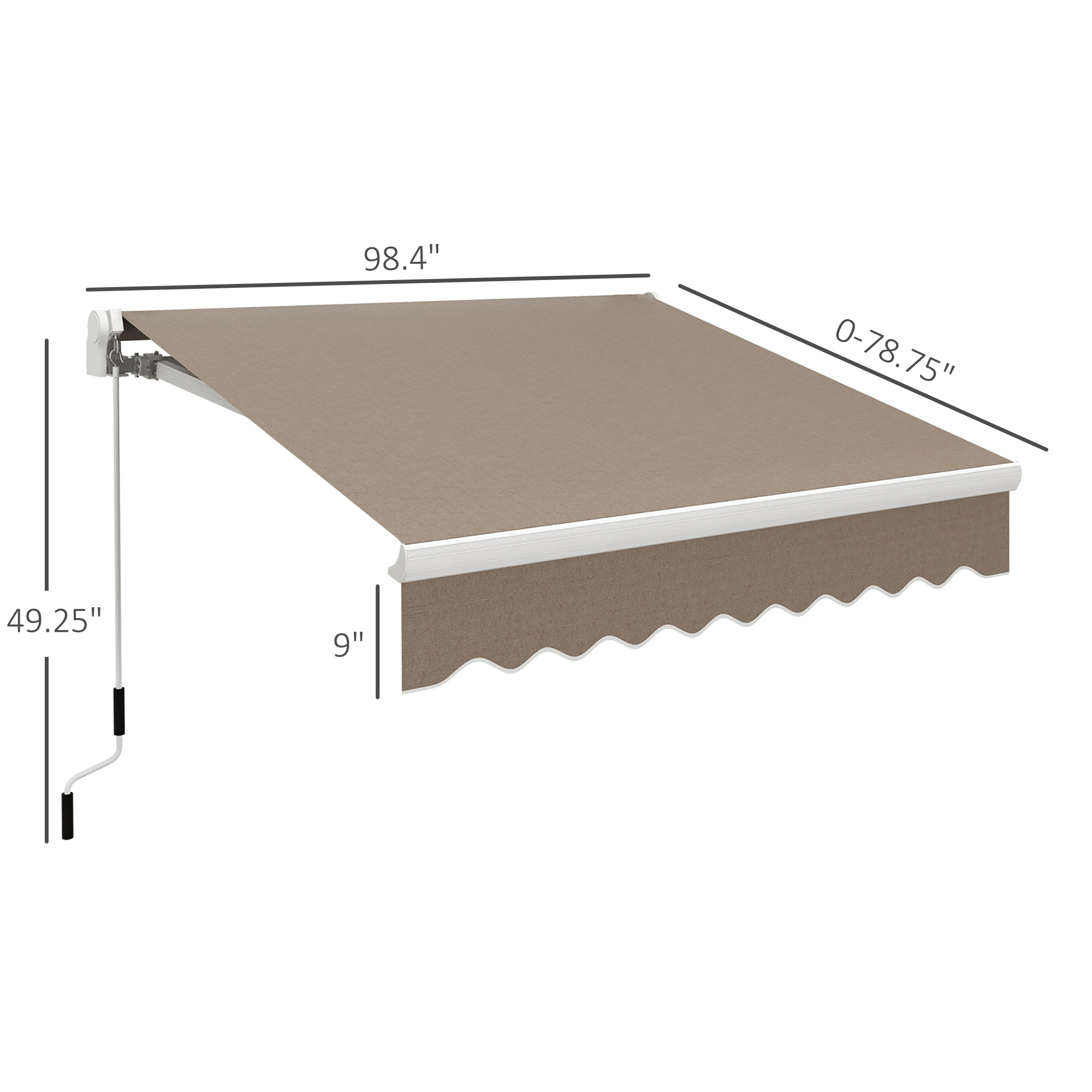 Outsunny 8' x 6.6' Patio Retractable Awning Manual Exterior