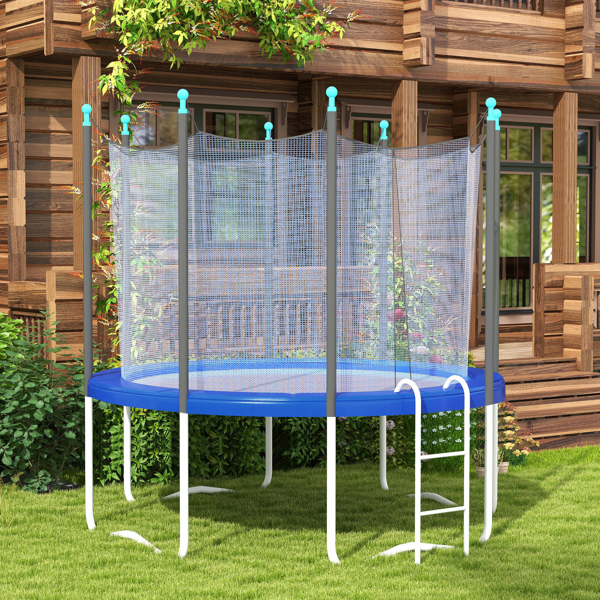 Soozier 12FT Trampoline Pad, Trampoline Replacement Safety Pad, Tear-Resistant, All-Weather Trampoline Accessories, No Holes for Poles, Blue 5