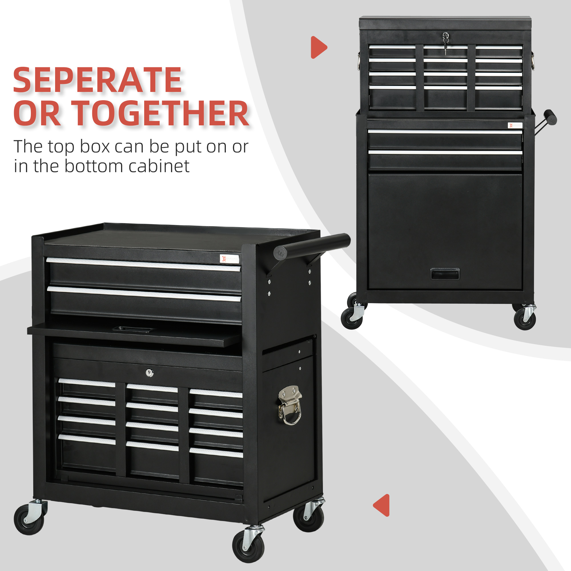 DURHAND 6-Drawer Tool Chest Set with 4 Wheels, Lockable