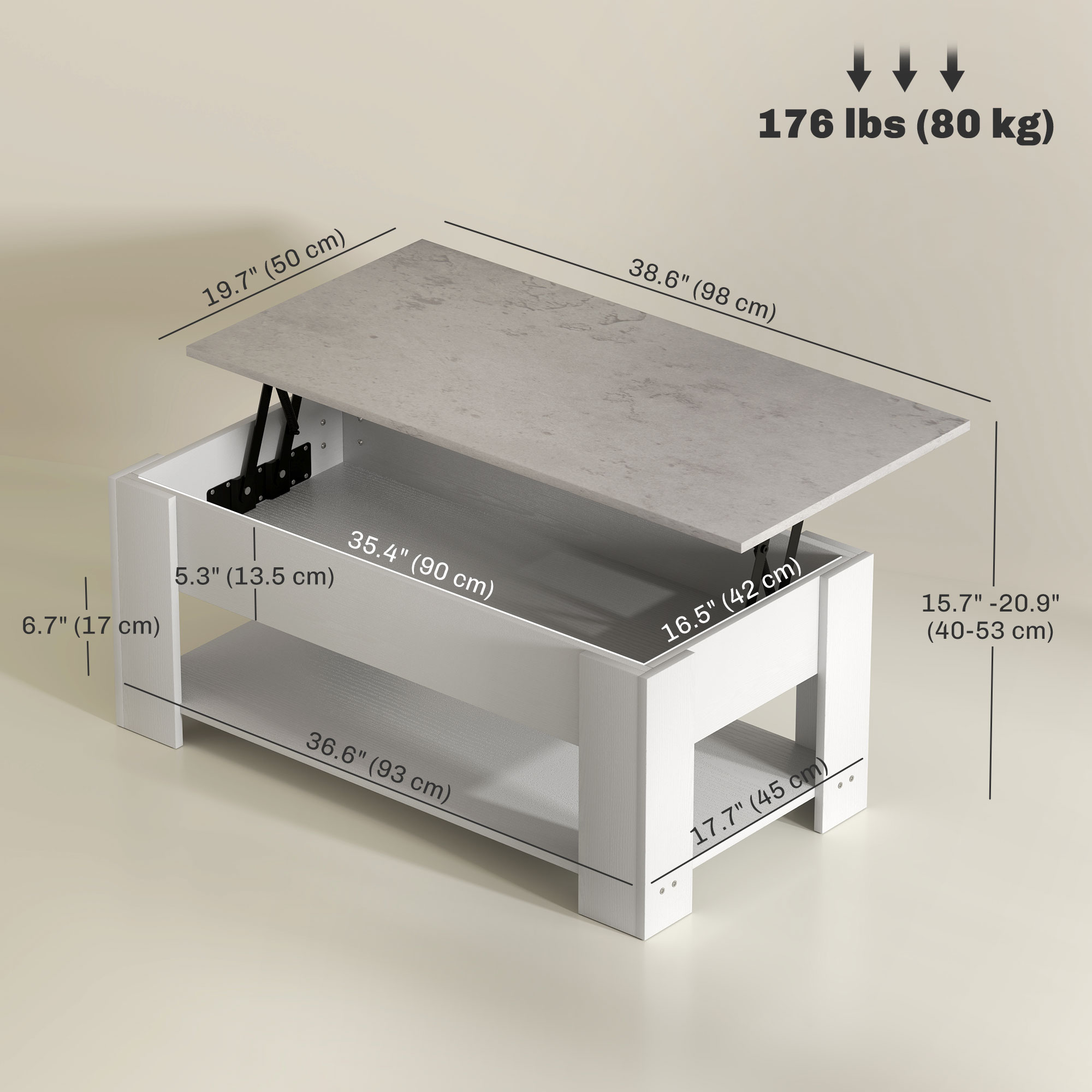 HOMCOM Lift Top Coffee Table with Hidden Storage Compartment and Open ...