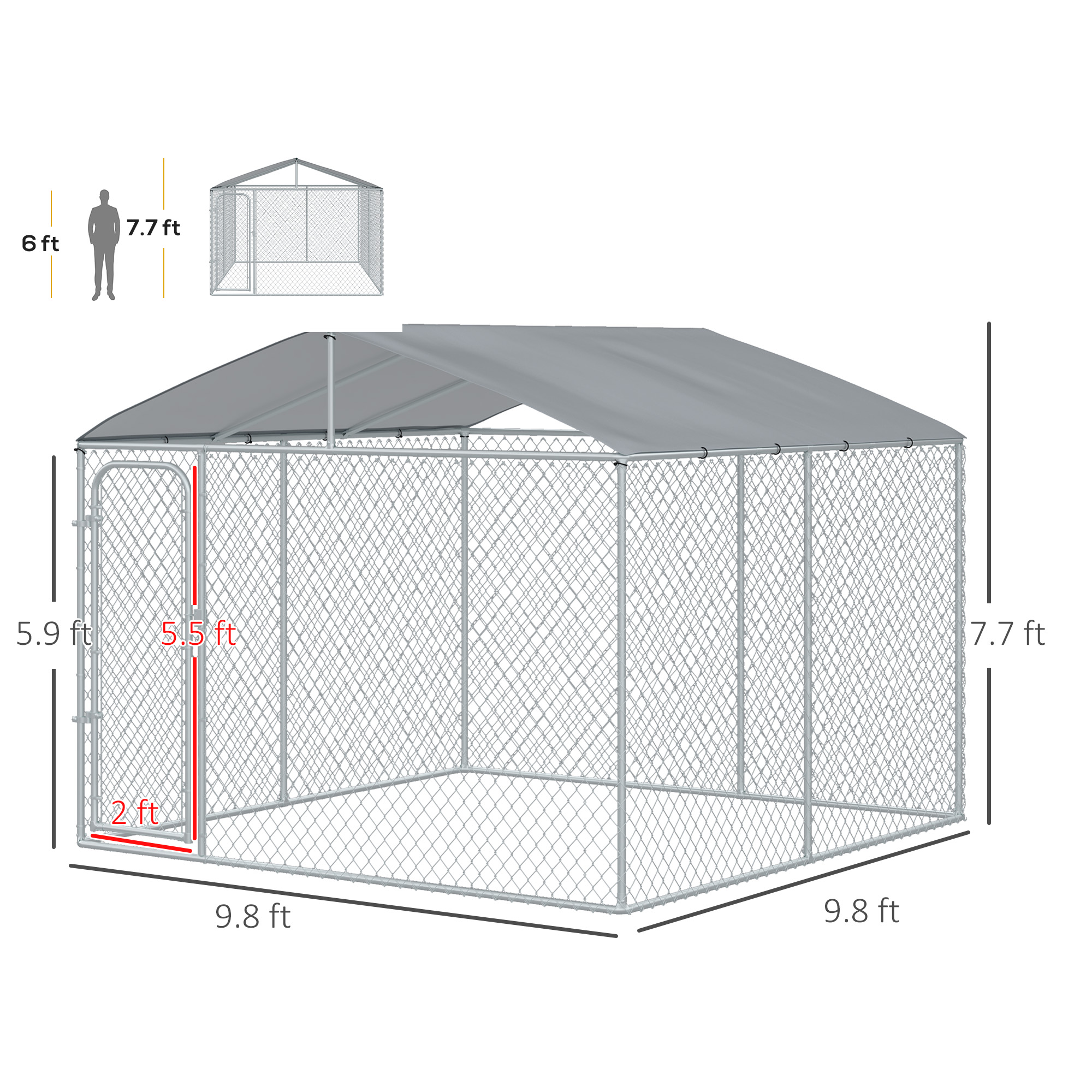 PawHut Dog Kennel Heavy Duty Playpen with Waterproof Cover