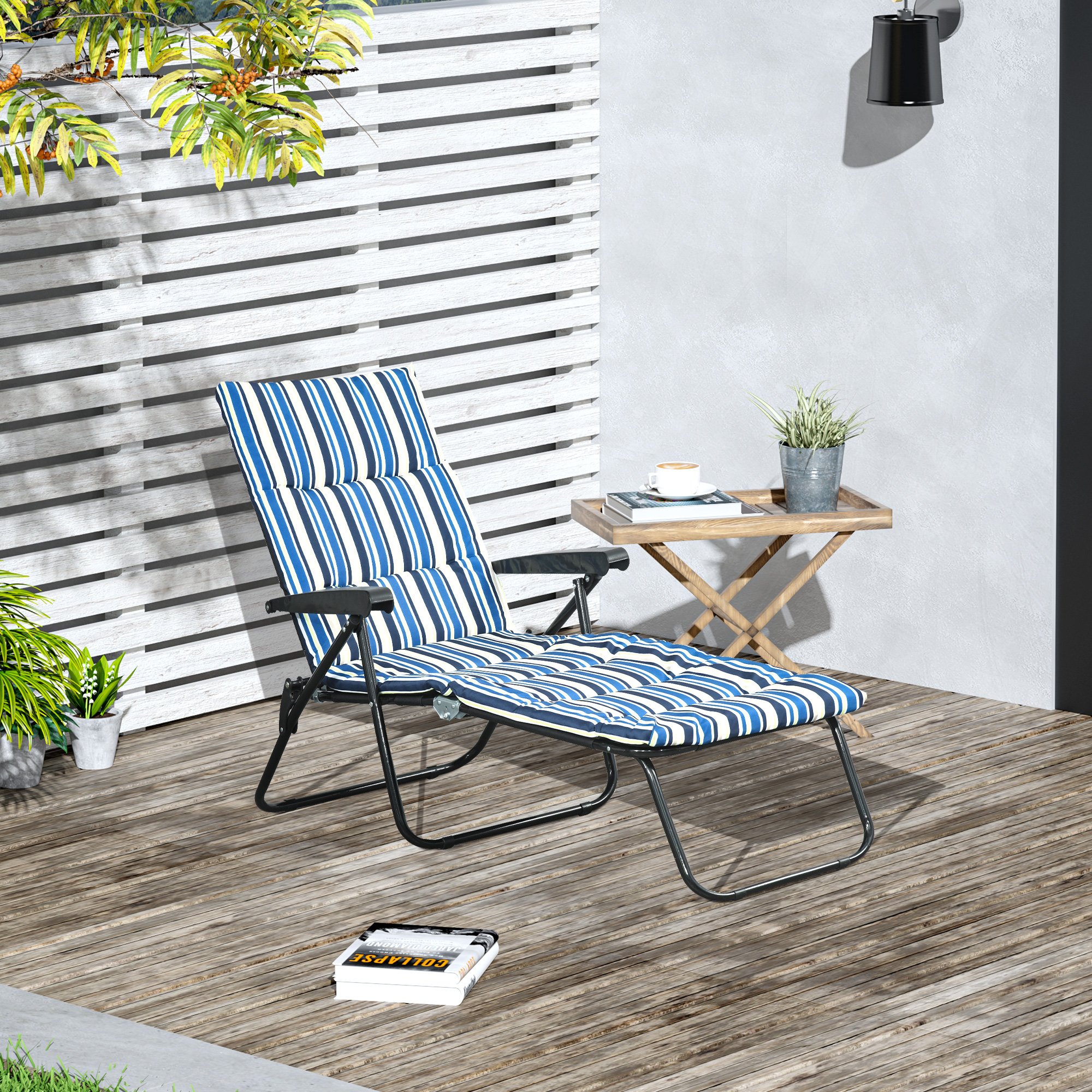Outsunny Foldable Lounge Chair, Reclining Patio Sun Lounger with