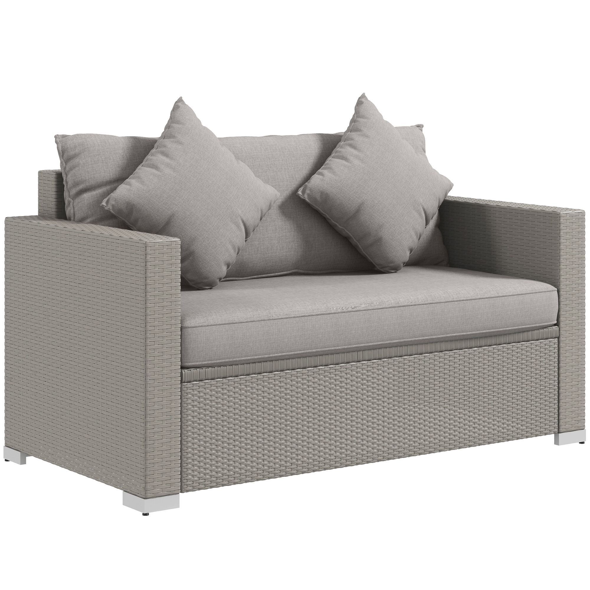 Outsunny 5-Piece Cream White Rattan Patio Set: Includes Sofa, Chaise Lounge, Coffee Table, Footstools with Cushions|Aosom.com