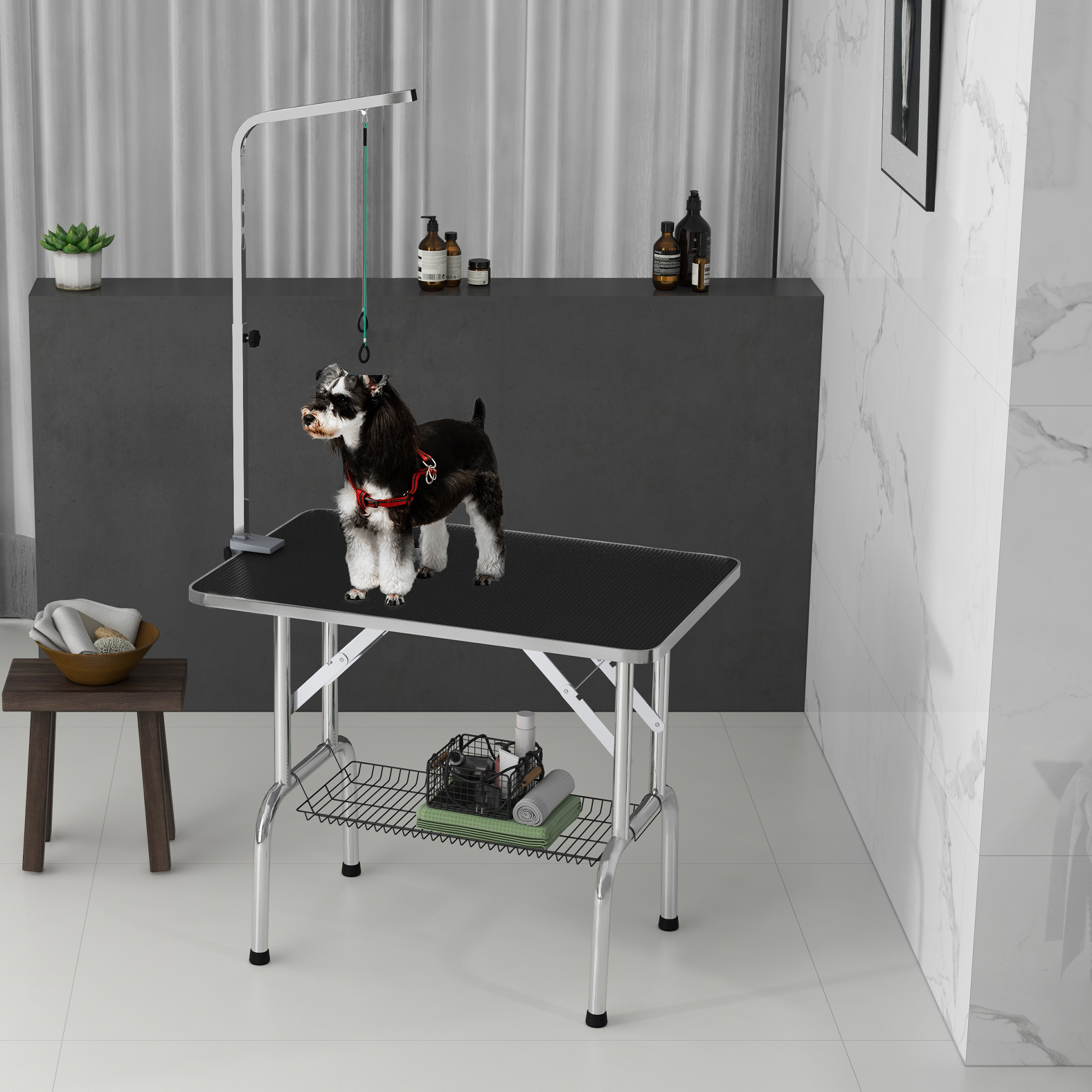 PawHut Foldable Grooming Table for Dogs with Height Adjustable Grooming ...