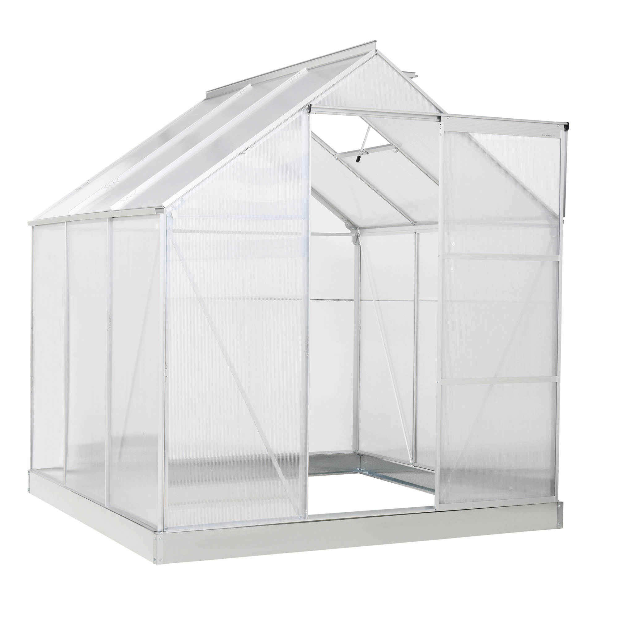 Outsunny 6' x 6' Portable Walk-In Greenhouse, Outdoor Plant Gardening Green House Canopy w/ Sliding Door & Adjustable Window, Silver