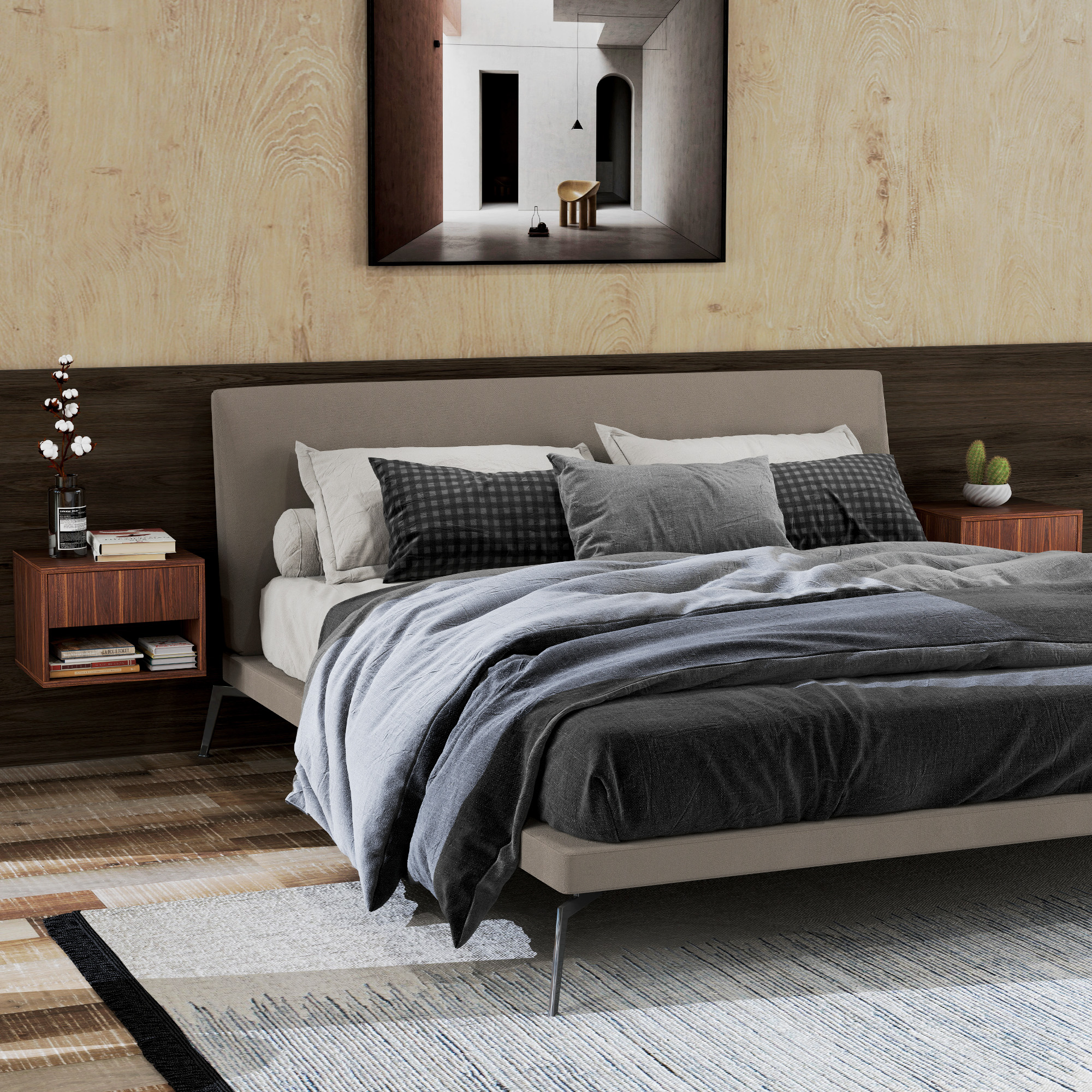 HOMCOM Floating Nightstand Set of 2, Wall Mounted Bedside Table with Drawer for Bedroom, Brown Aosom Canada