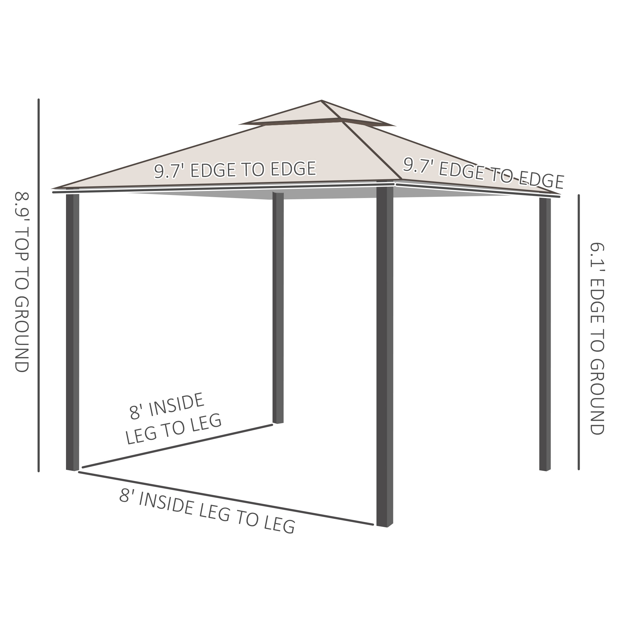 Outsunny Double-tier 10ft×10ft Gazebo Shelter Awning Canopy