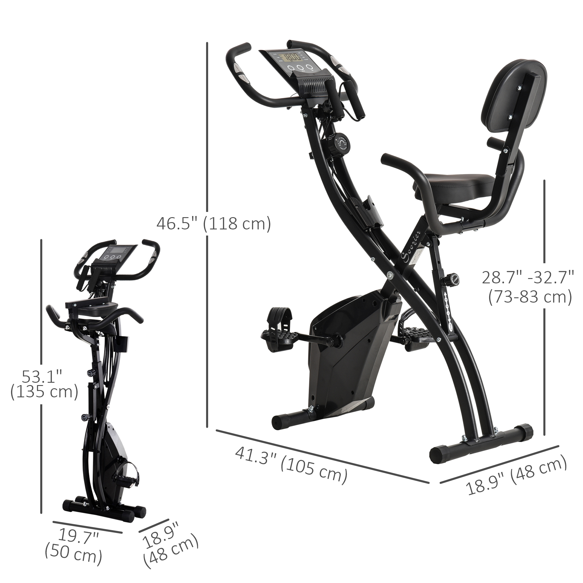 Soozier in Upright Exercise Bike Stationary Foldable Magnetic