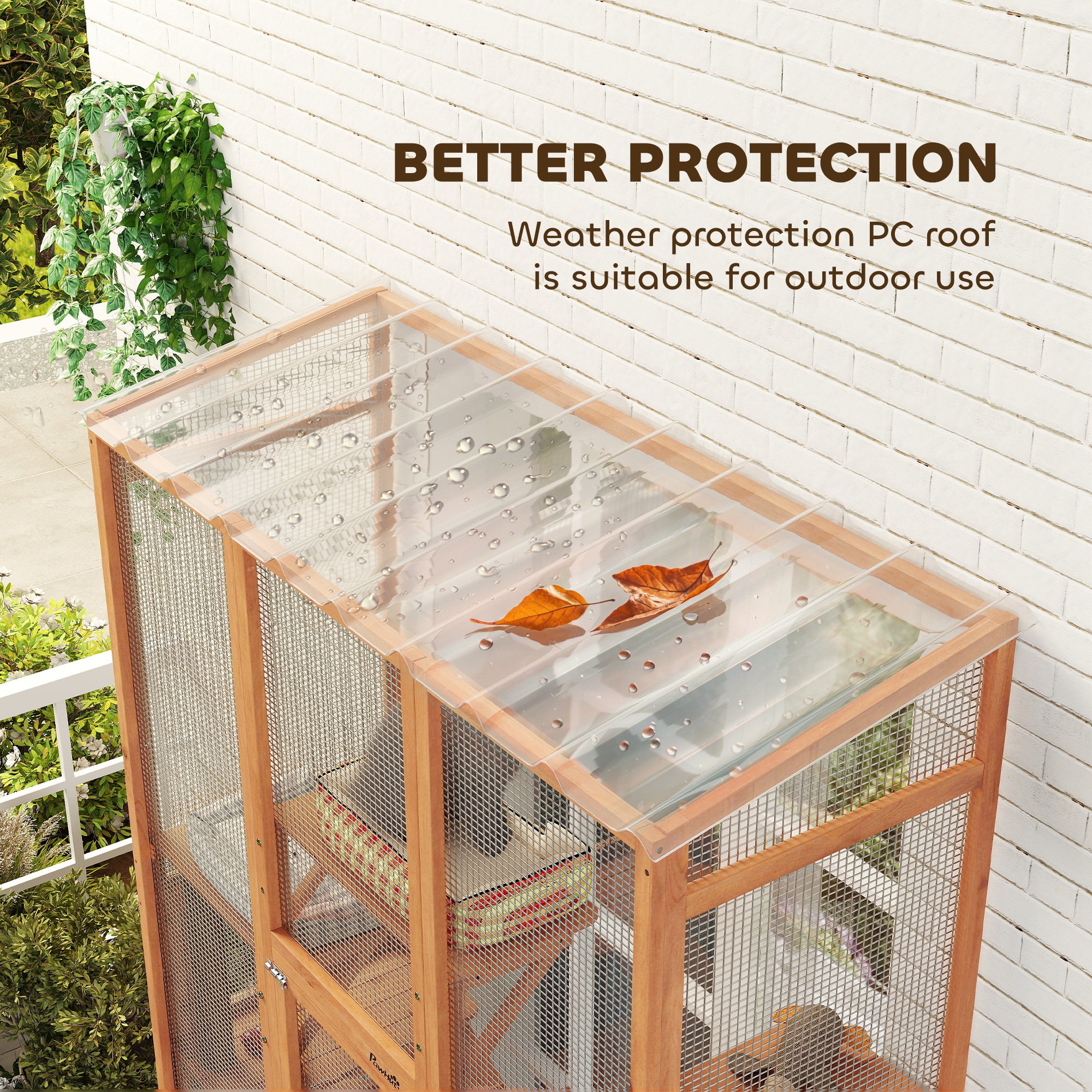 PawHut Wooden Catio Outdoor Cat Enclosure with 6 Jumping Platforms