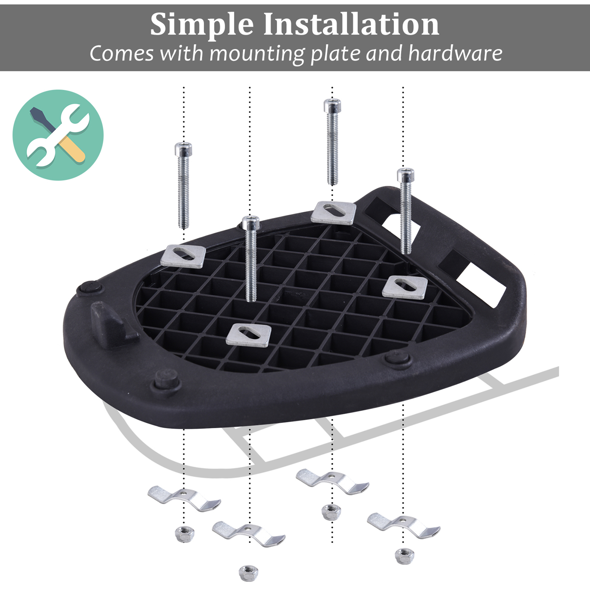 HOMCOM Motorcycle Tail box 30L Top Case Motorbike Trunk