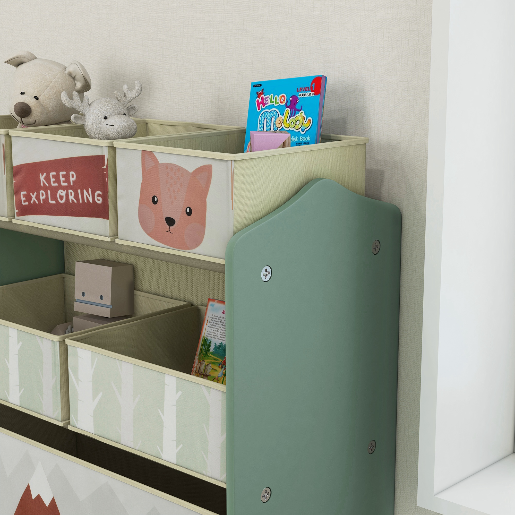 Qaba Vibrant Green Kids Toy Organizer & Storage Unit, 6 Bin System for Bedroom Organization, 25"x12"x26" | Aosom.com 6