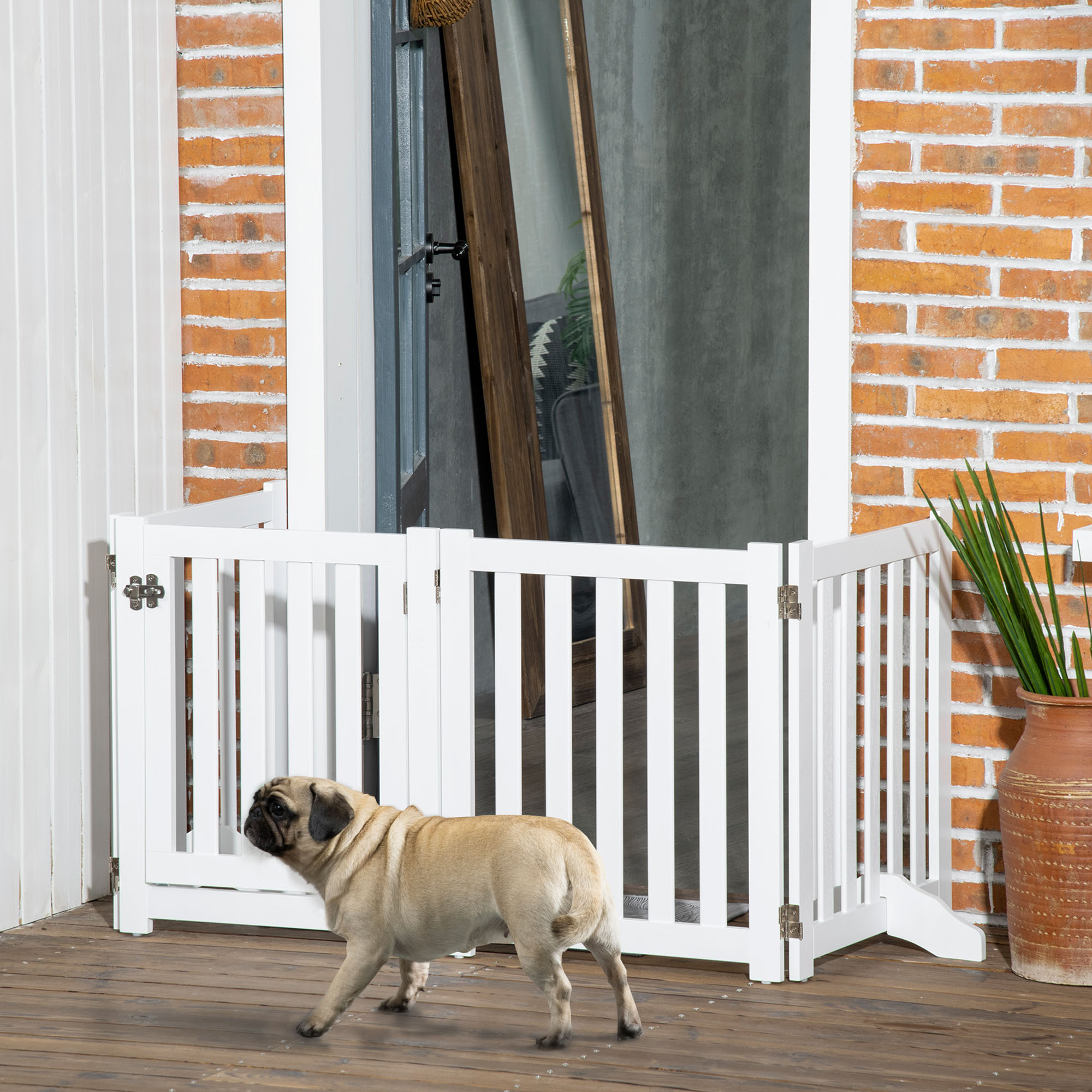 Dog Gate PawHut Freestanding Pet Gate For Dogs 24