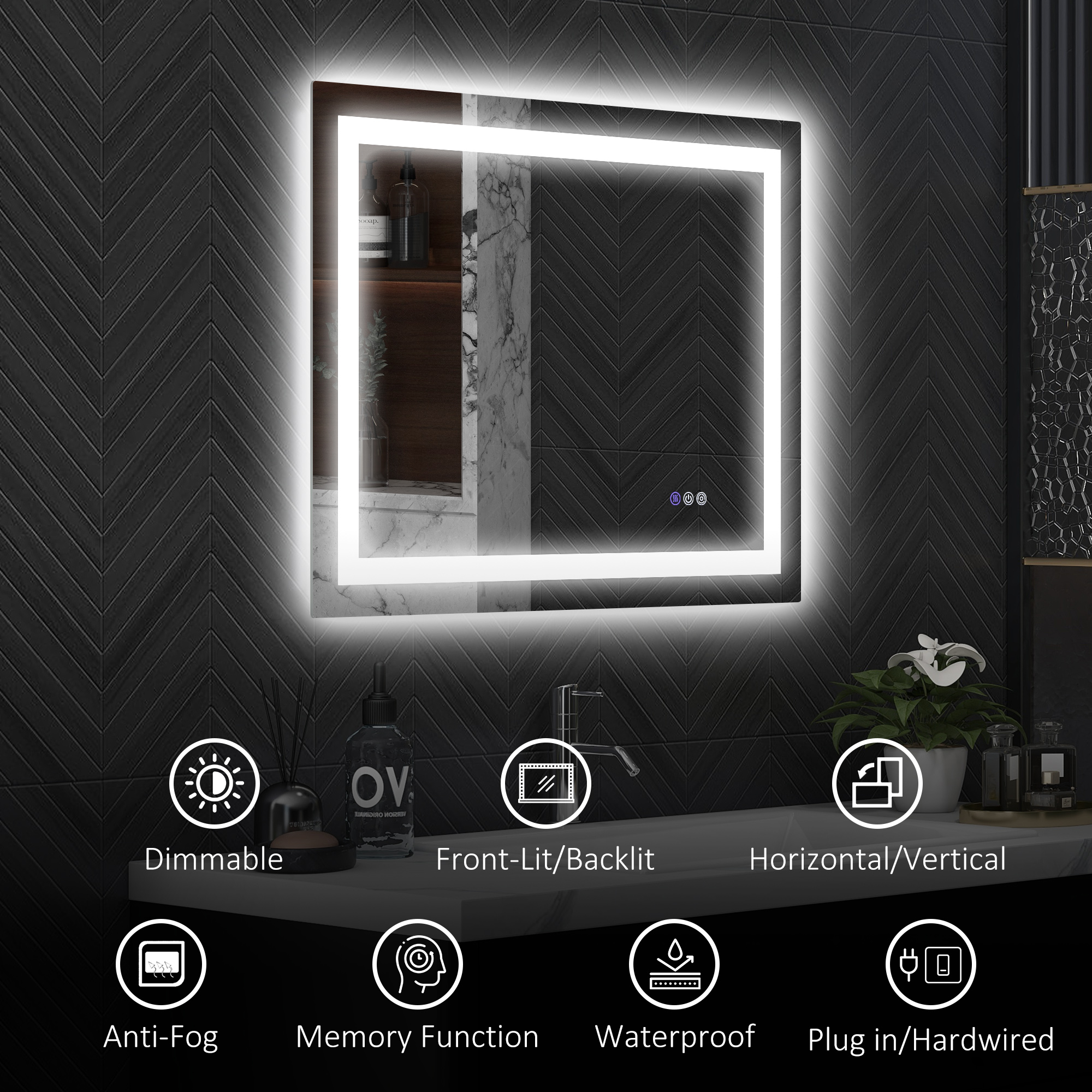 ZELIEVE 32x 24 LED Bathroom Mirror,Led Mirror for