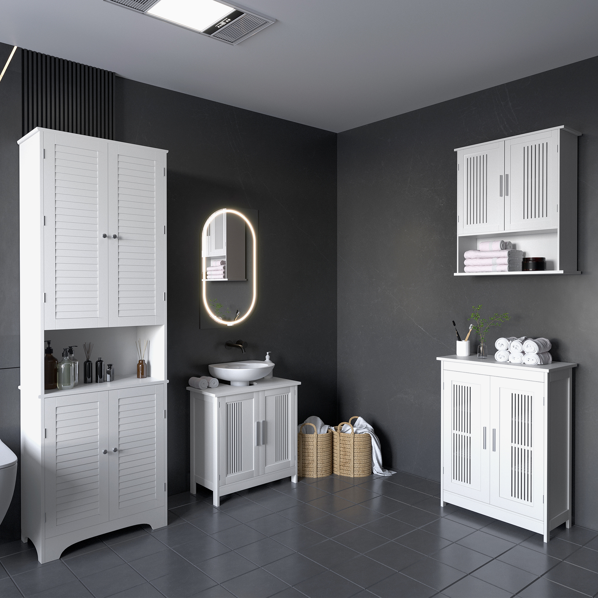 kleankin Modern White Wall Cabinet: 2-Door Bathroom Organizer with Storage Shelf for Streamlined Kitchen & Laundry Areas Aosom Canada
