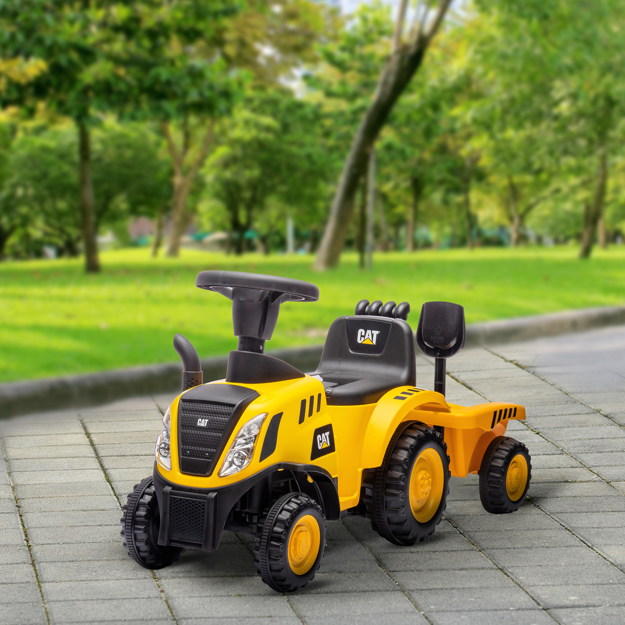 Qaba Caterpillar Licensed Ride-On Construction Toy with Shovel